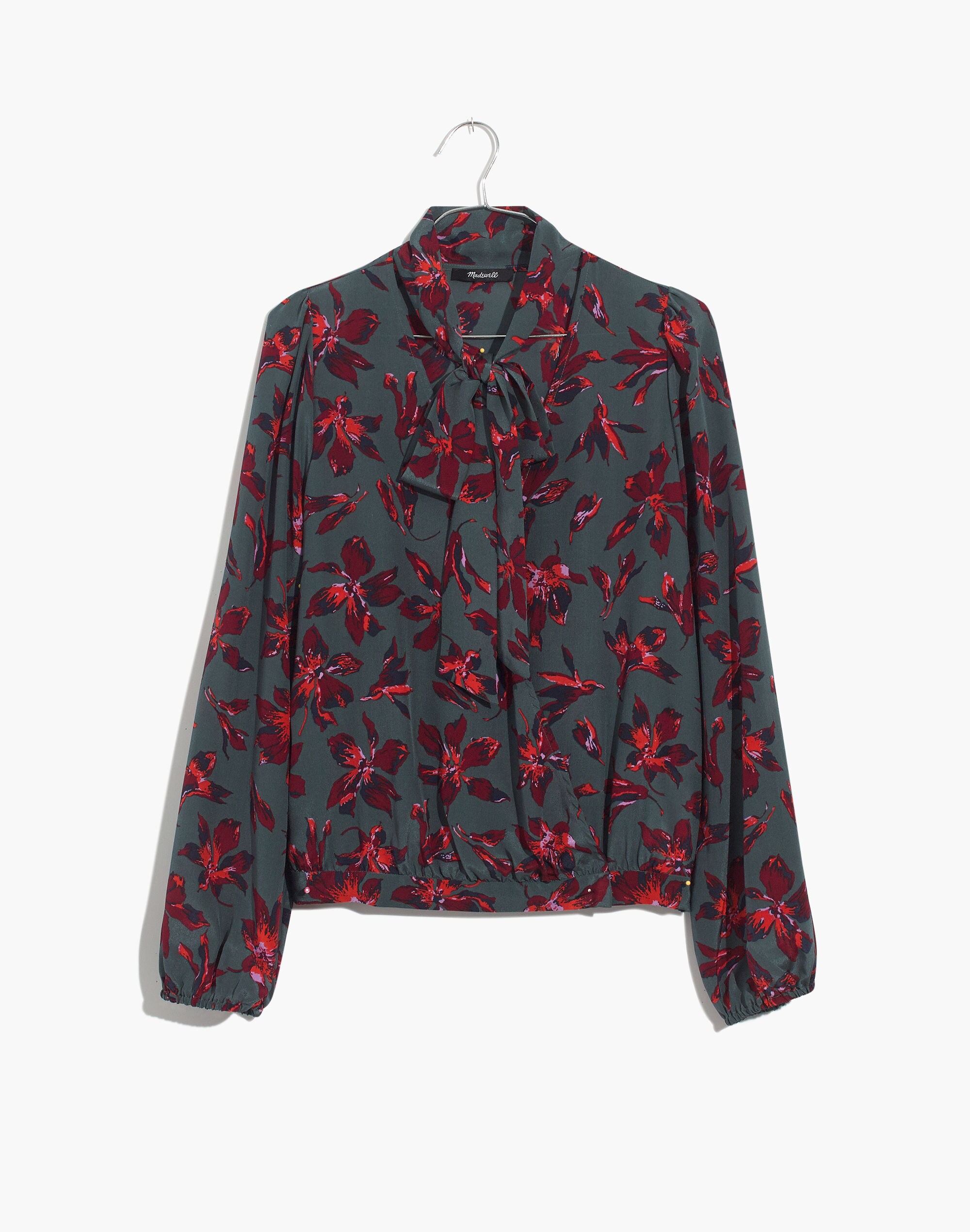 Silk Tie-Neck Wrap Top in Winter Orchid