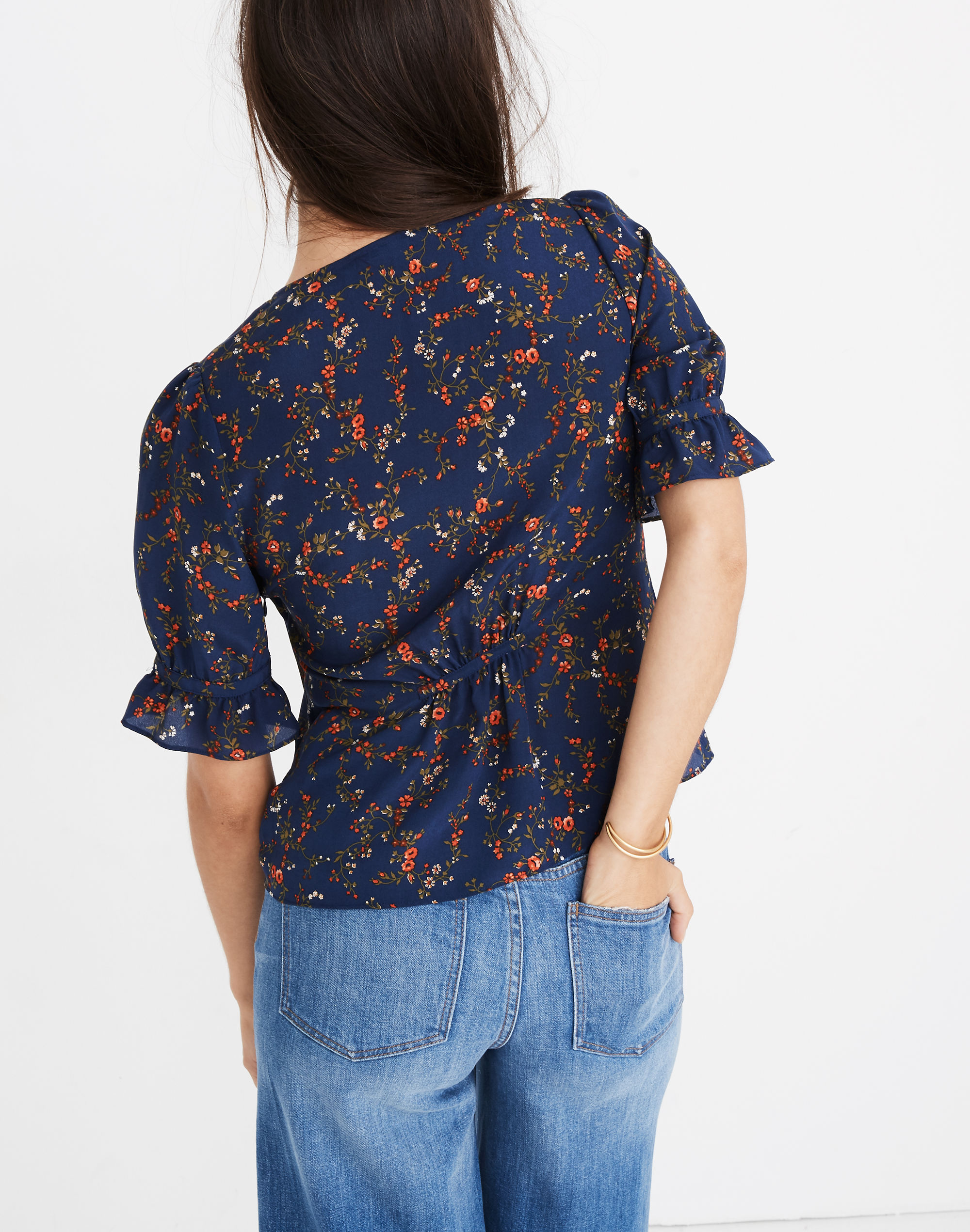 Silk Daylight Top in Moonless Floral