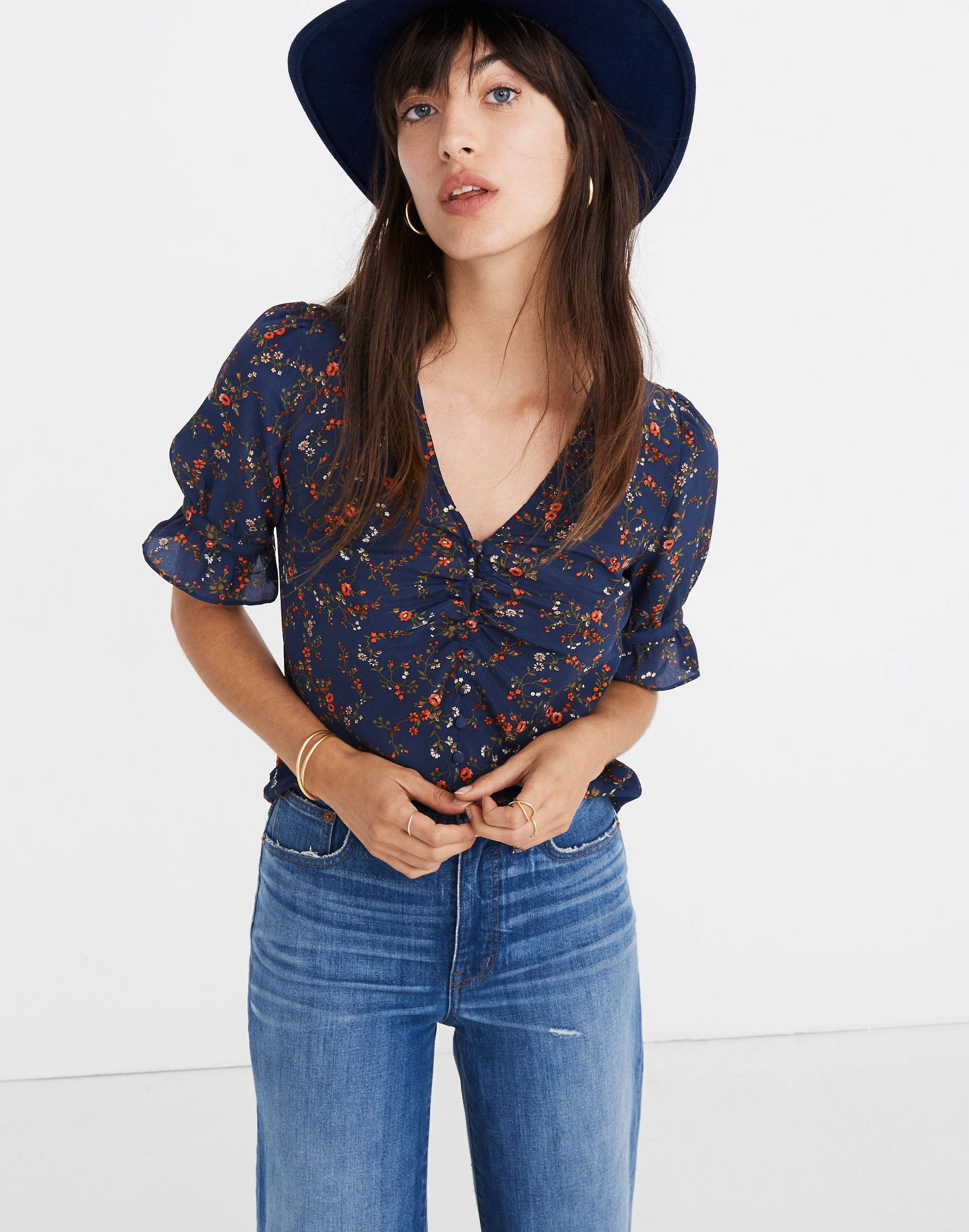 Silk Daylight Top in Moonless Floral