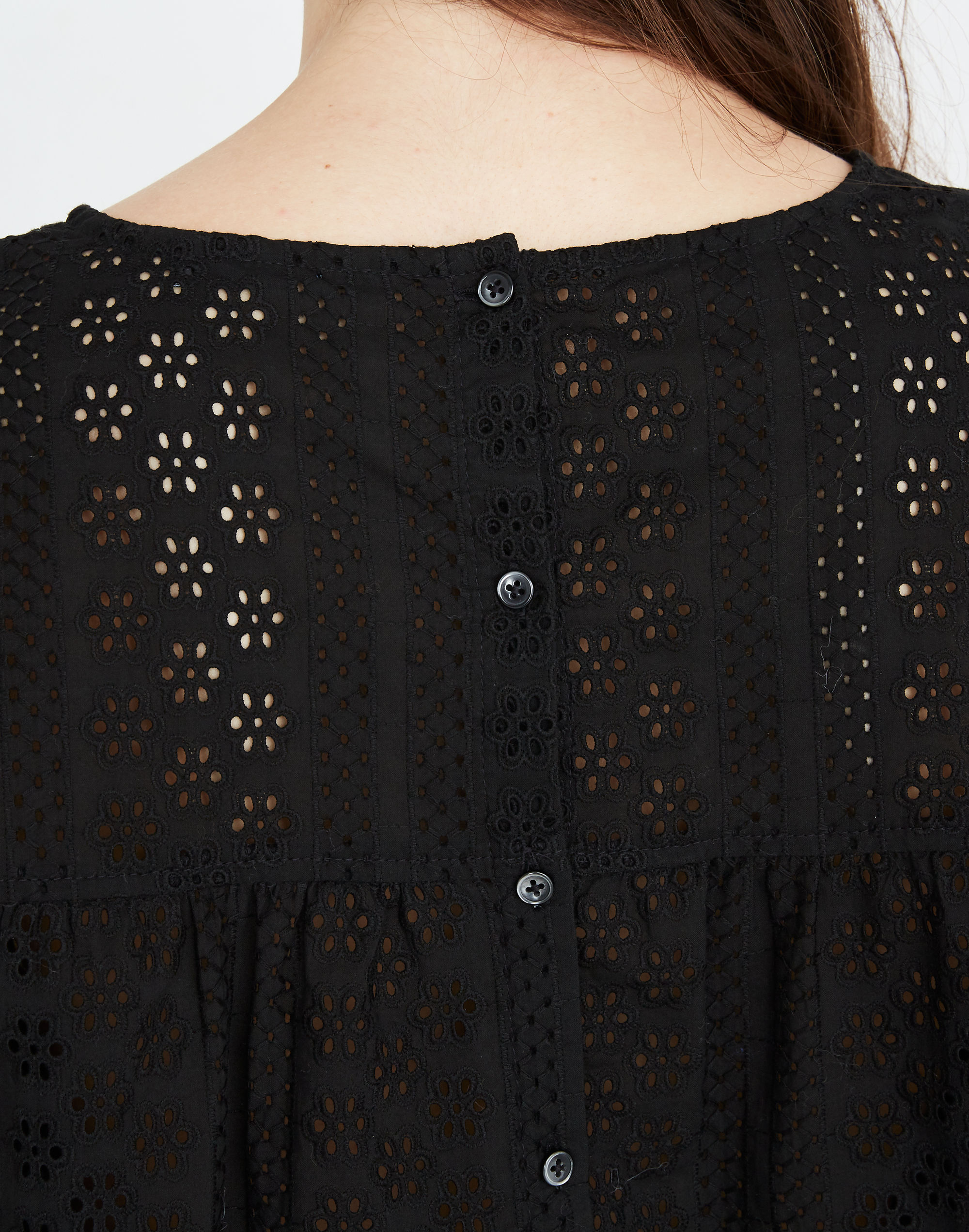 Eyelet Tiered Button-Back Top