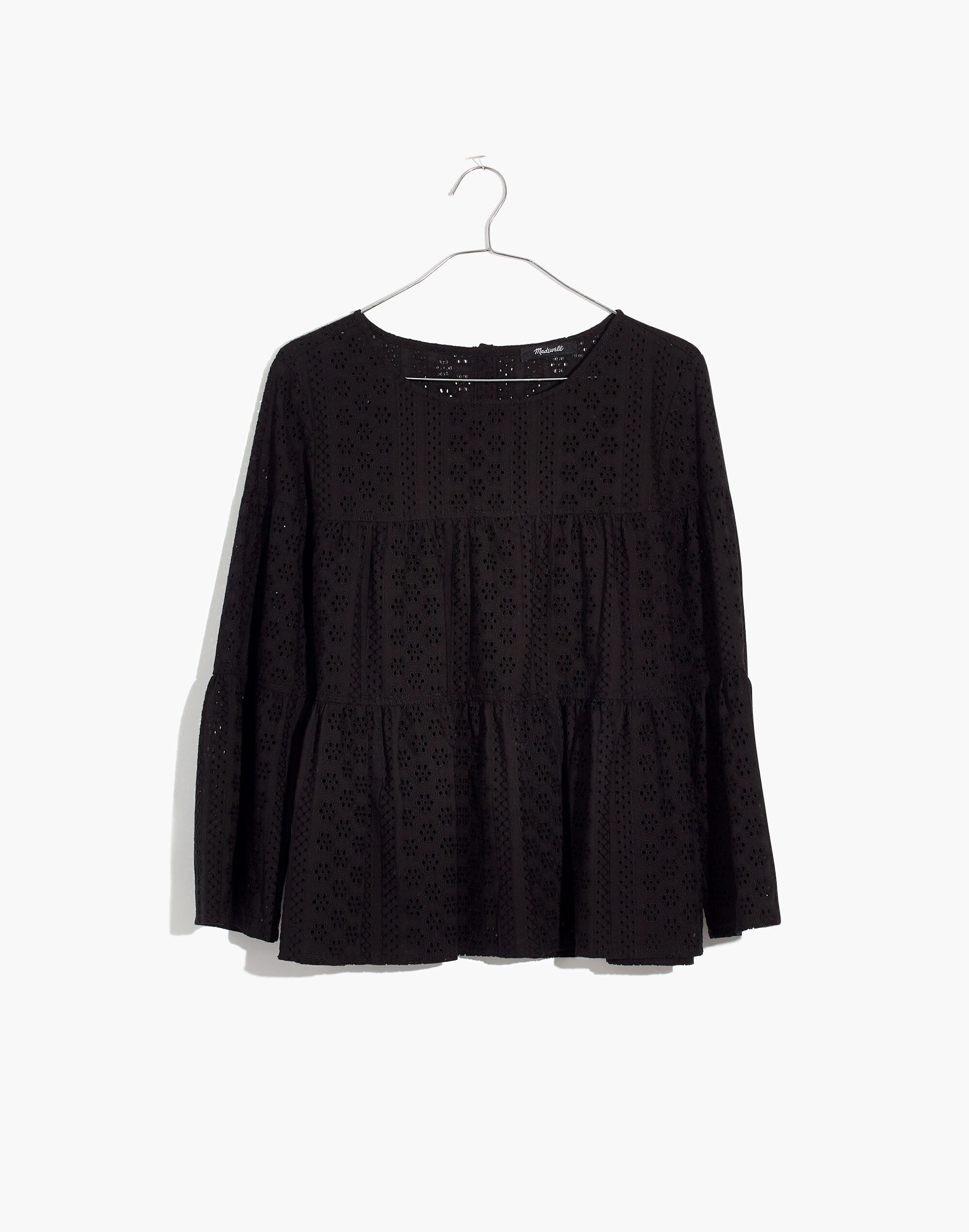 Eyelet Tiered Button-Back Top