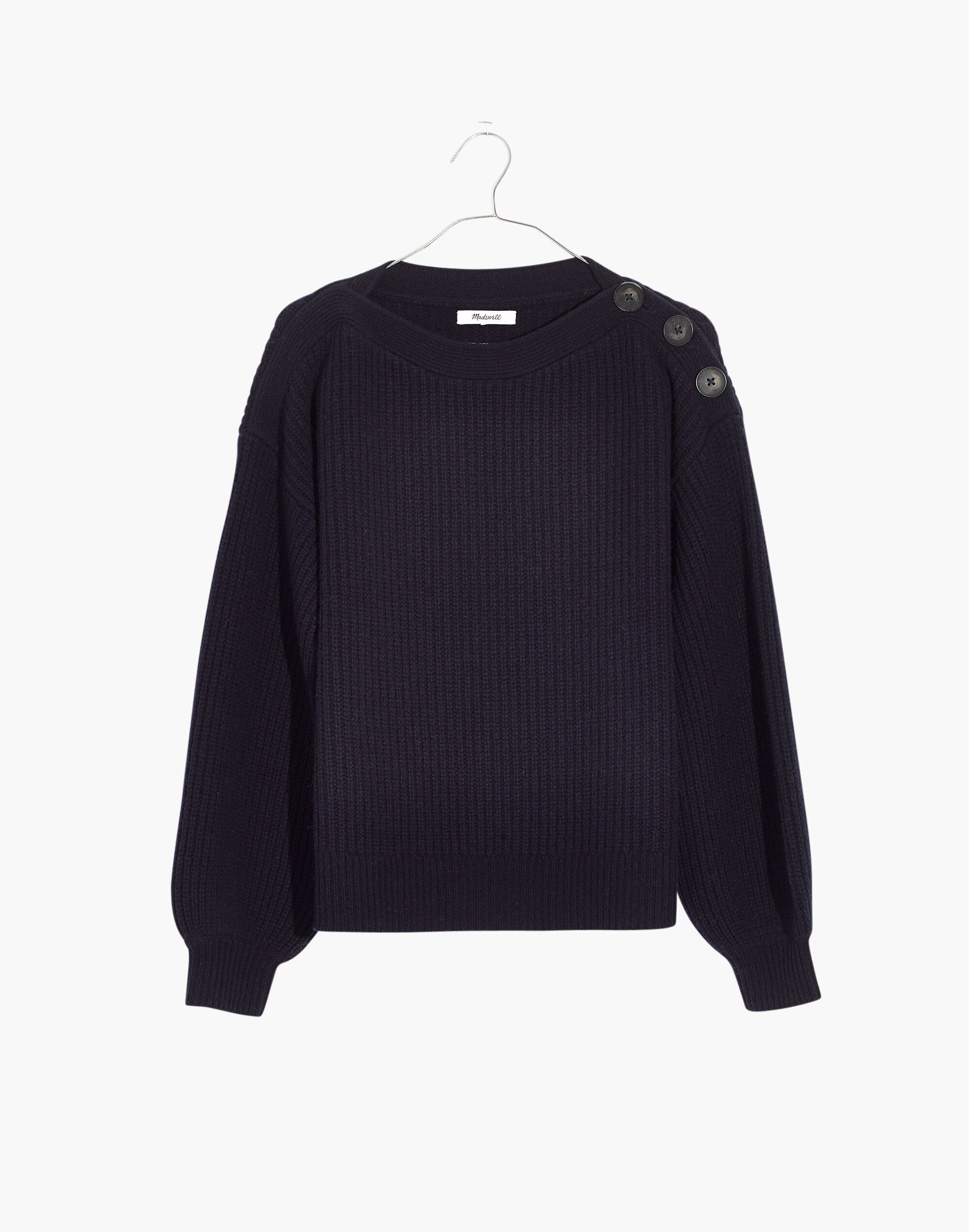 Boatneck Button-Shoulder Sweater