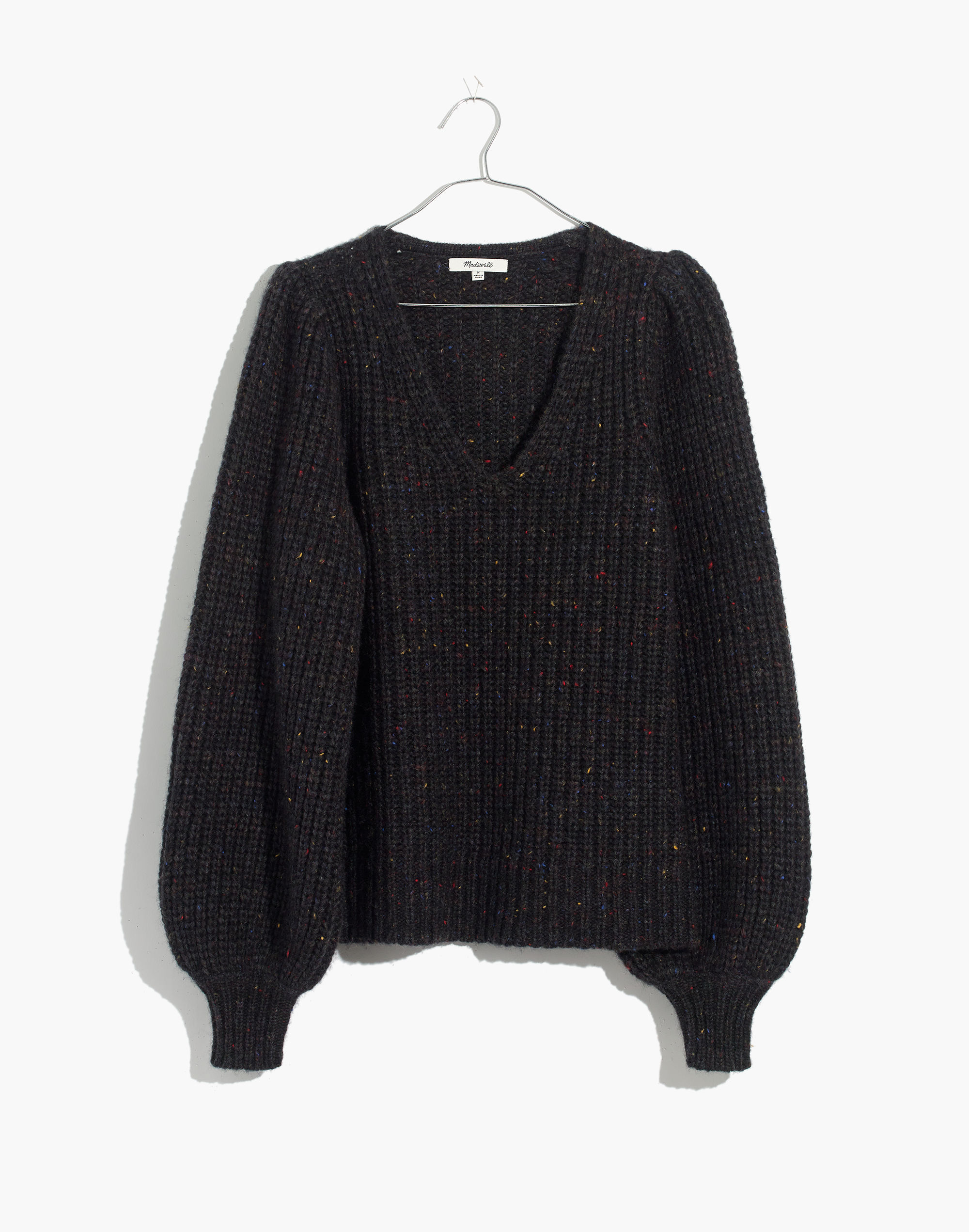 V-Neck Puff-Sleeve Sweater