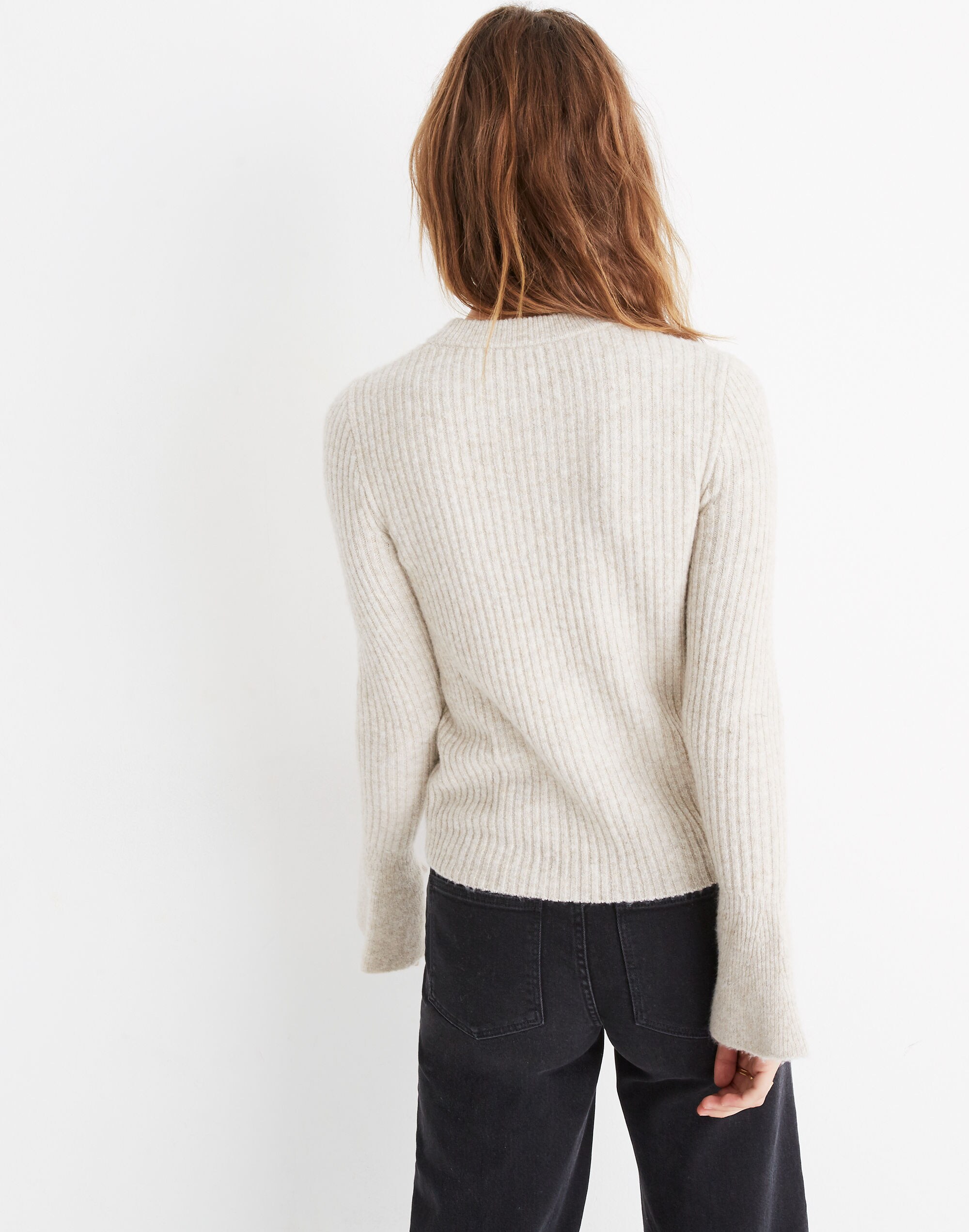 Ruffle-Cuff Pullover Sweater