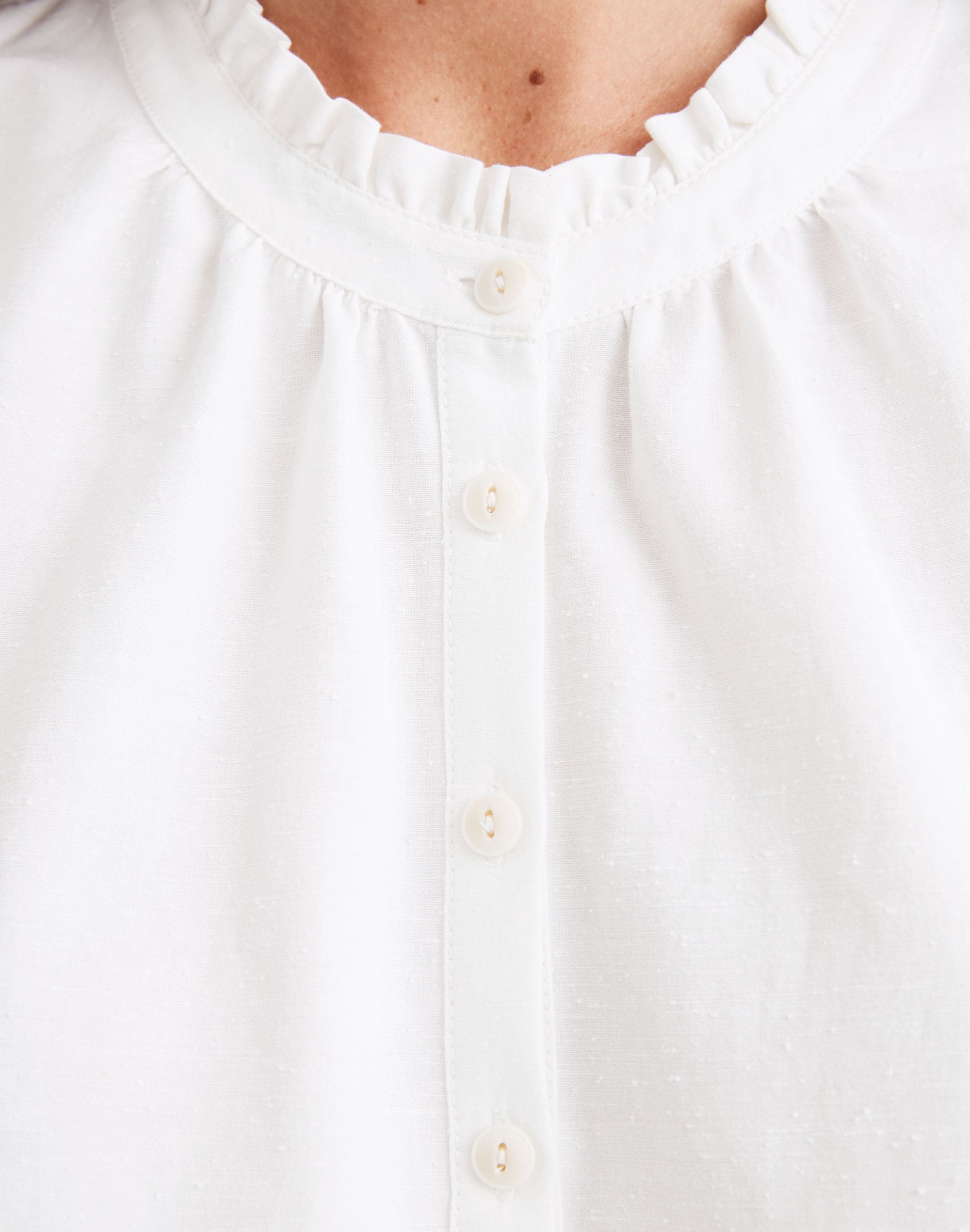 Pintuck-Sleeve Button-Down Top