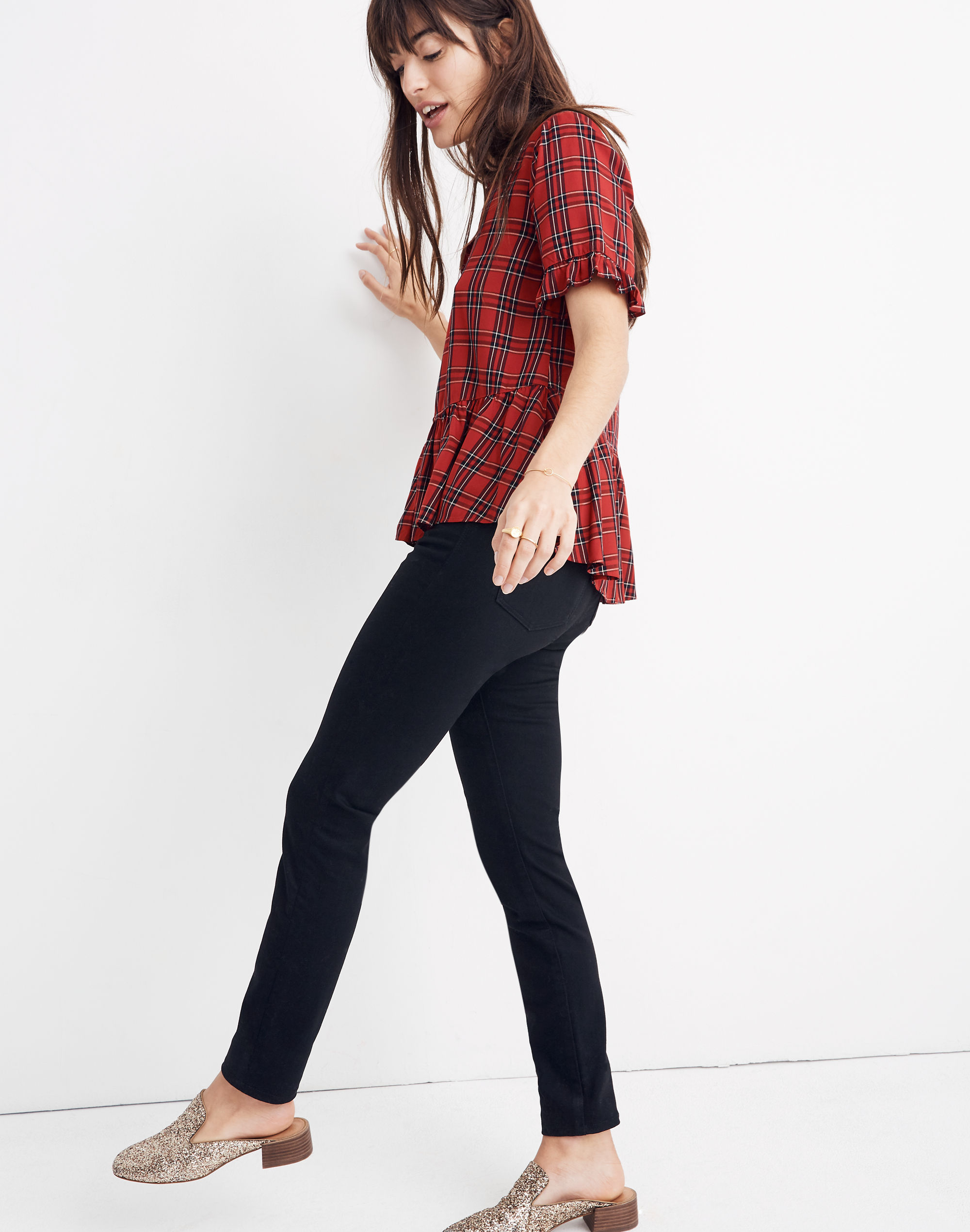 Studio Ruffle-Hem Top in Clanton Plaid