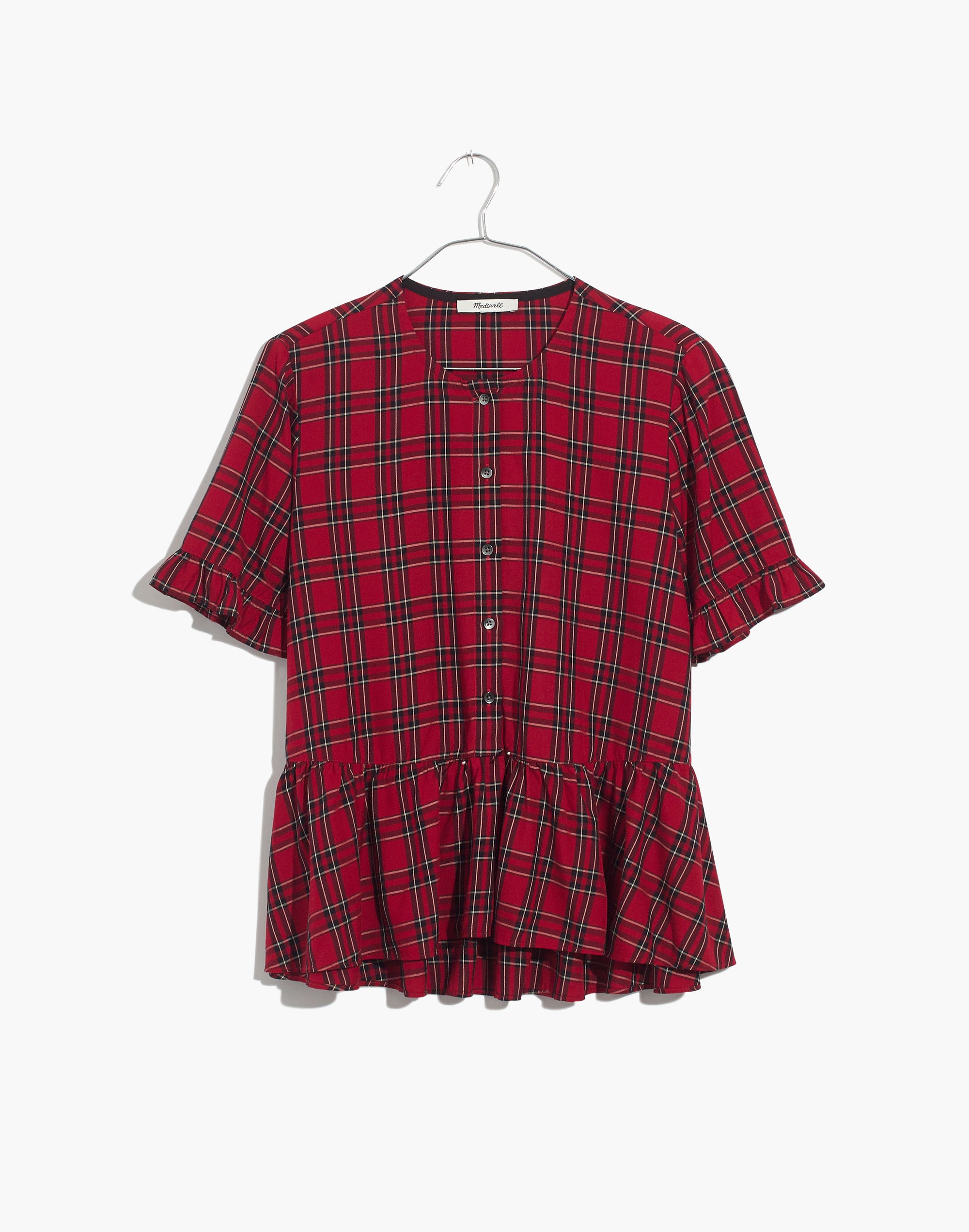 Studio Ruffle-Hem Top in Clanton Plaid
