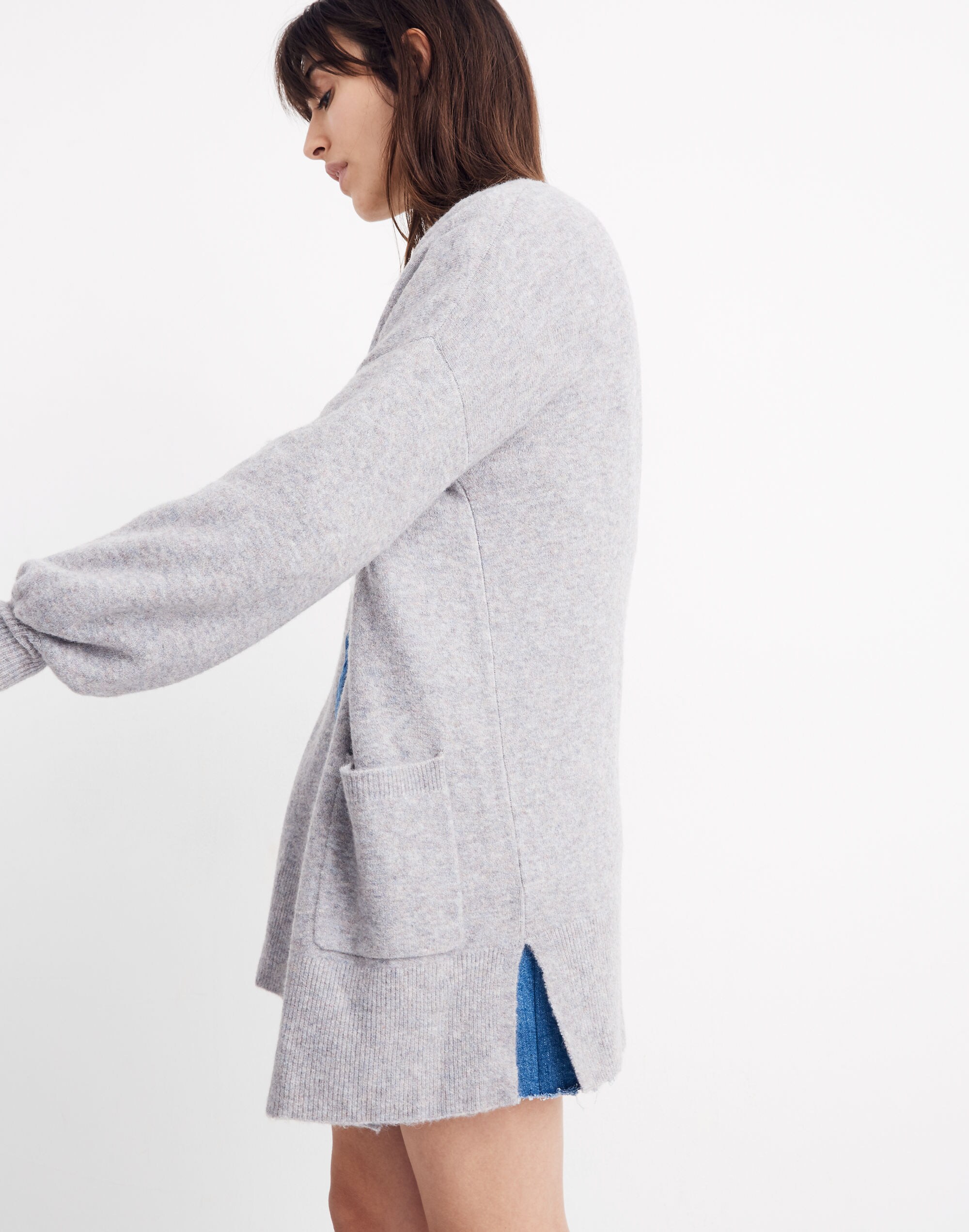 Edgewater Bubble-Sleeve Cardigan Sweater