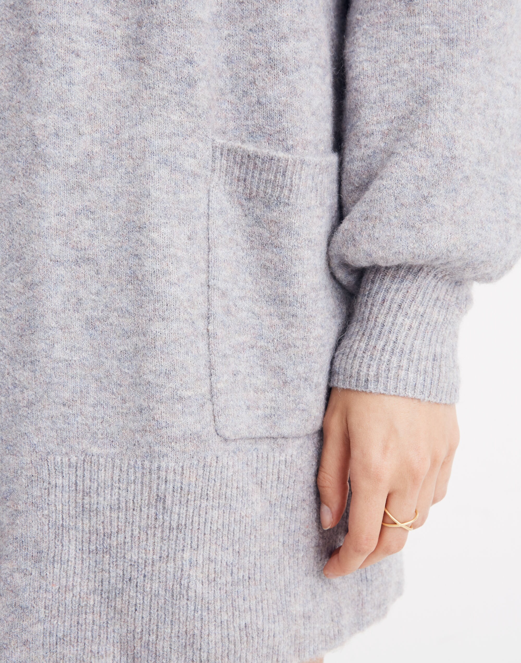 Edgewater Bubble-Sleeve Cardigan Sweater