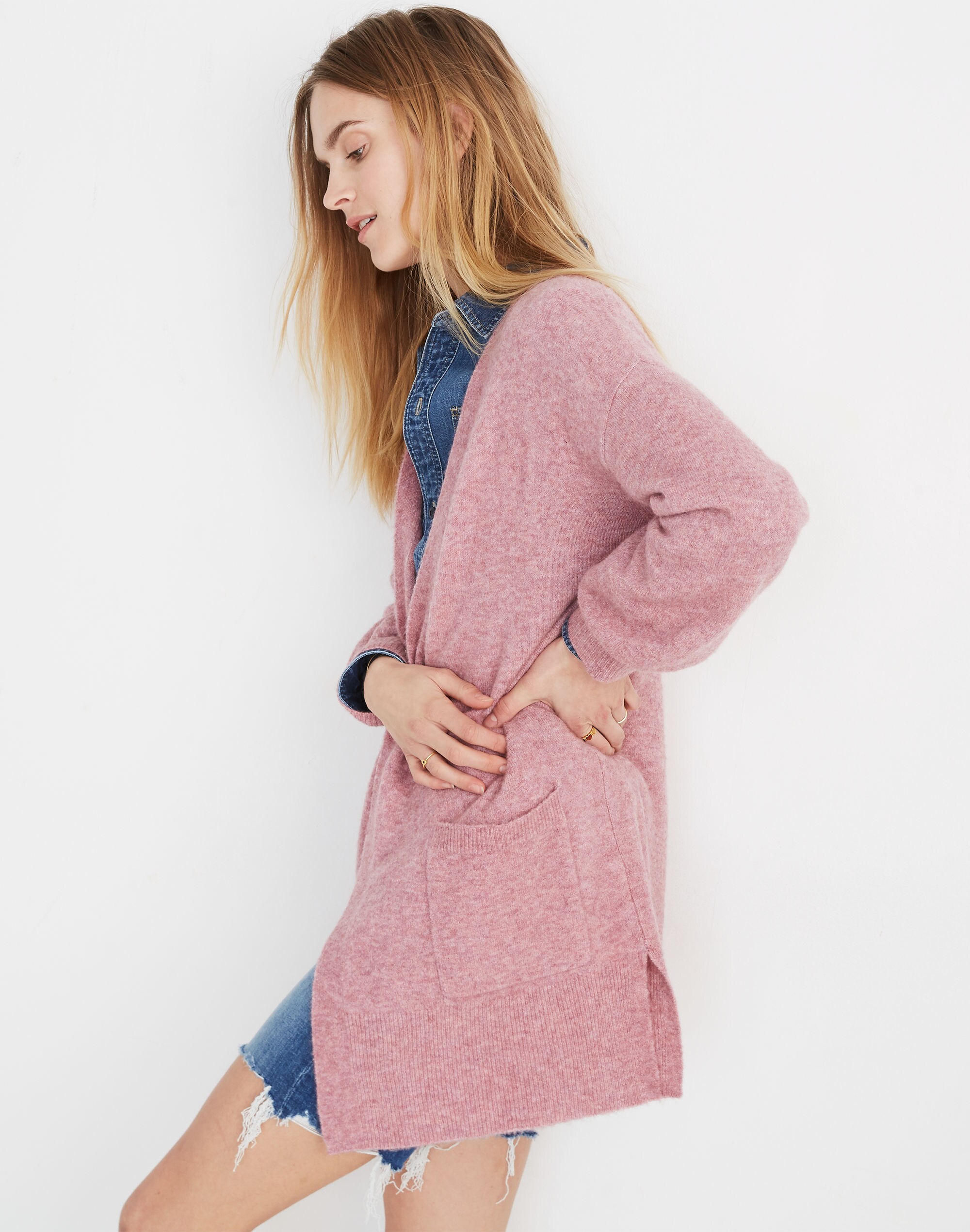 Edgewater Bubble-Sleeve Cardigan Sweater