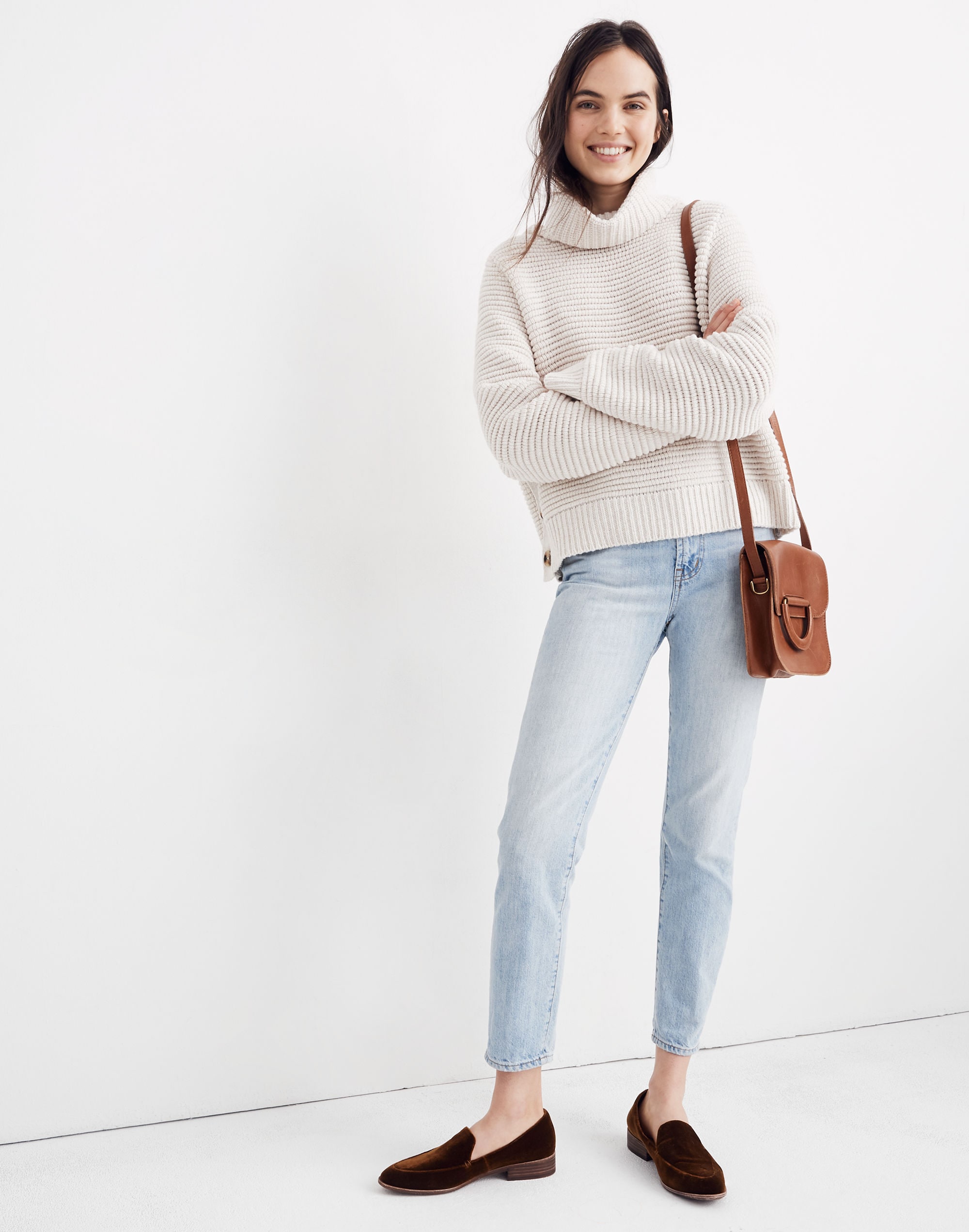 Side-Button Turtleneck Sweater