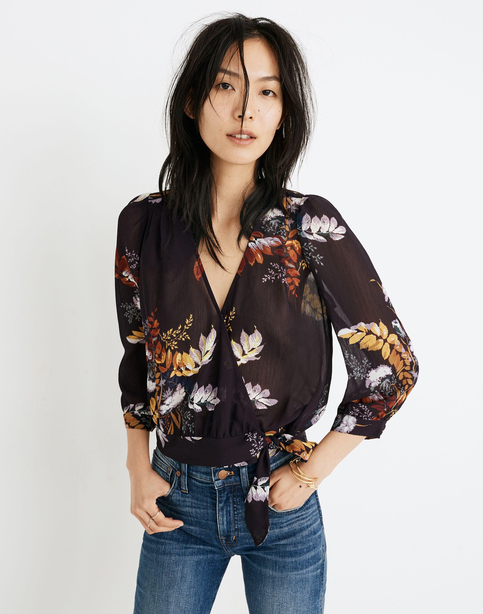 Wrap Top in Blooming Oasis