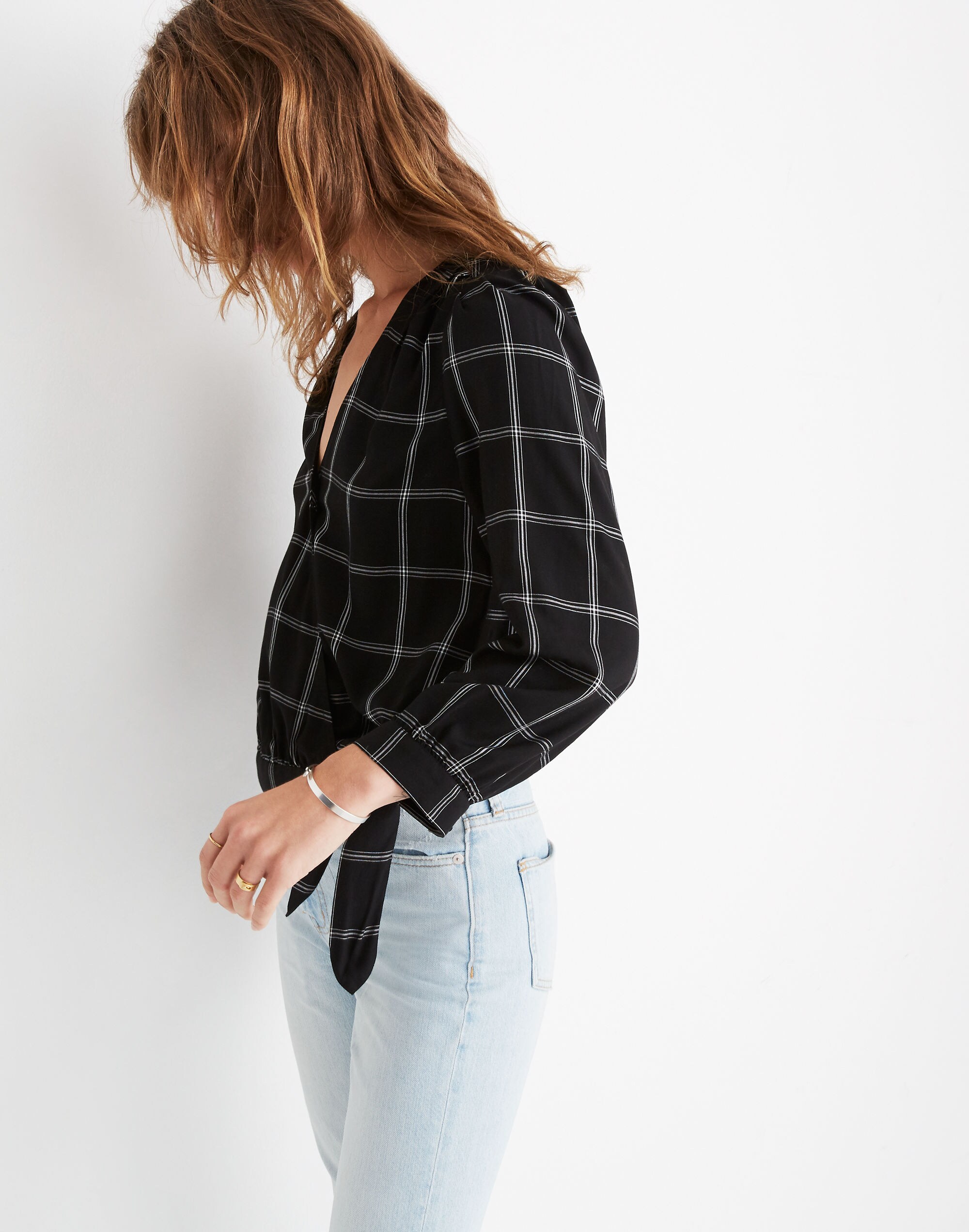 Wrap Top in Windowpane