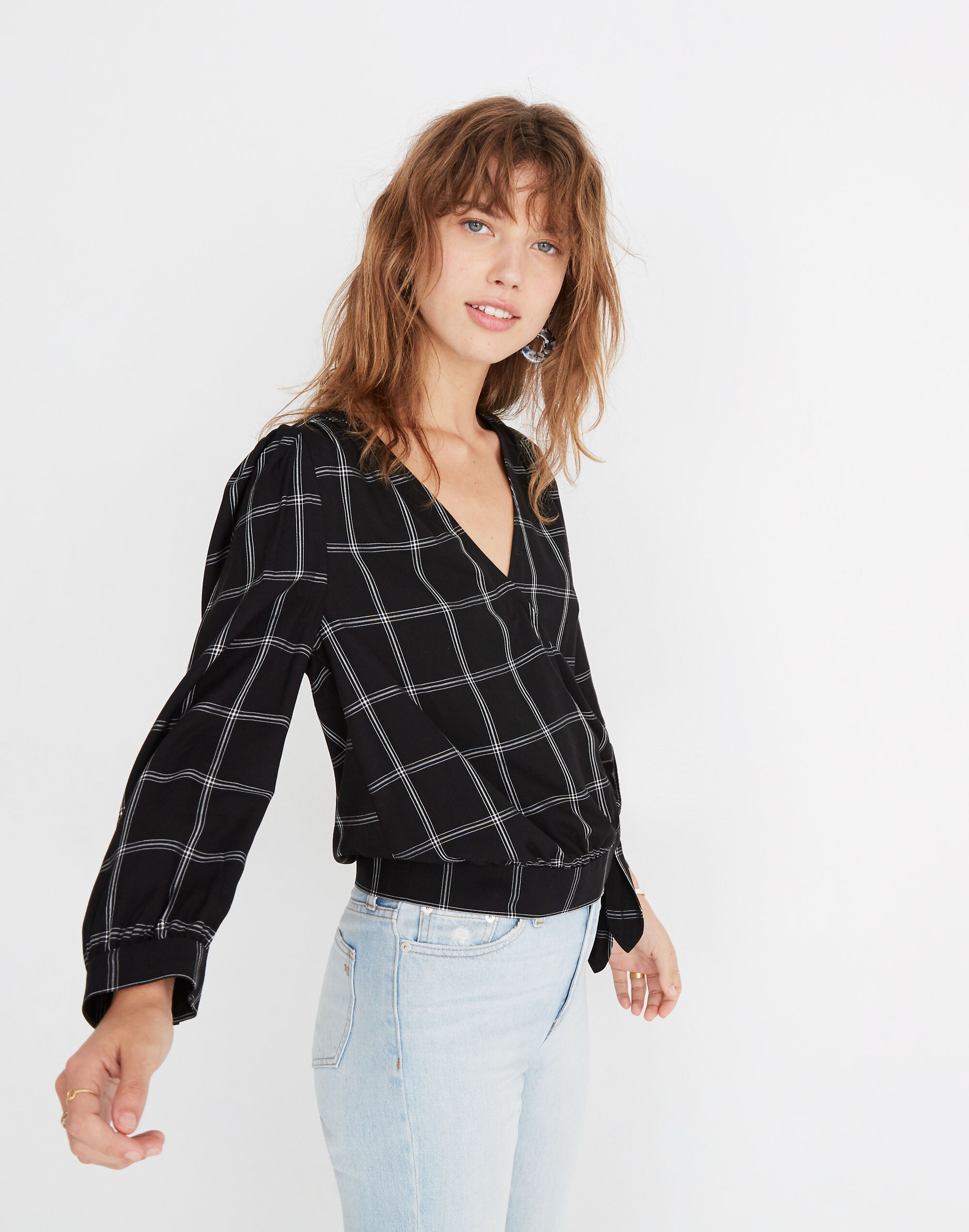 Wrap Top in Windowpane