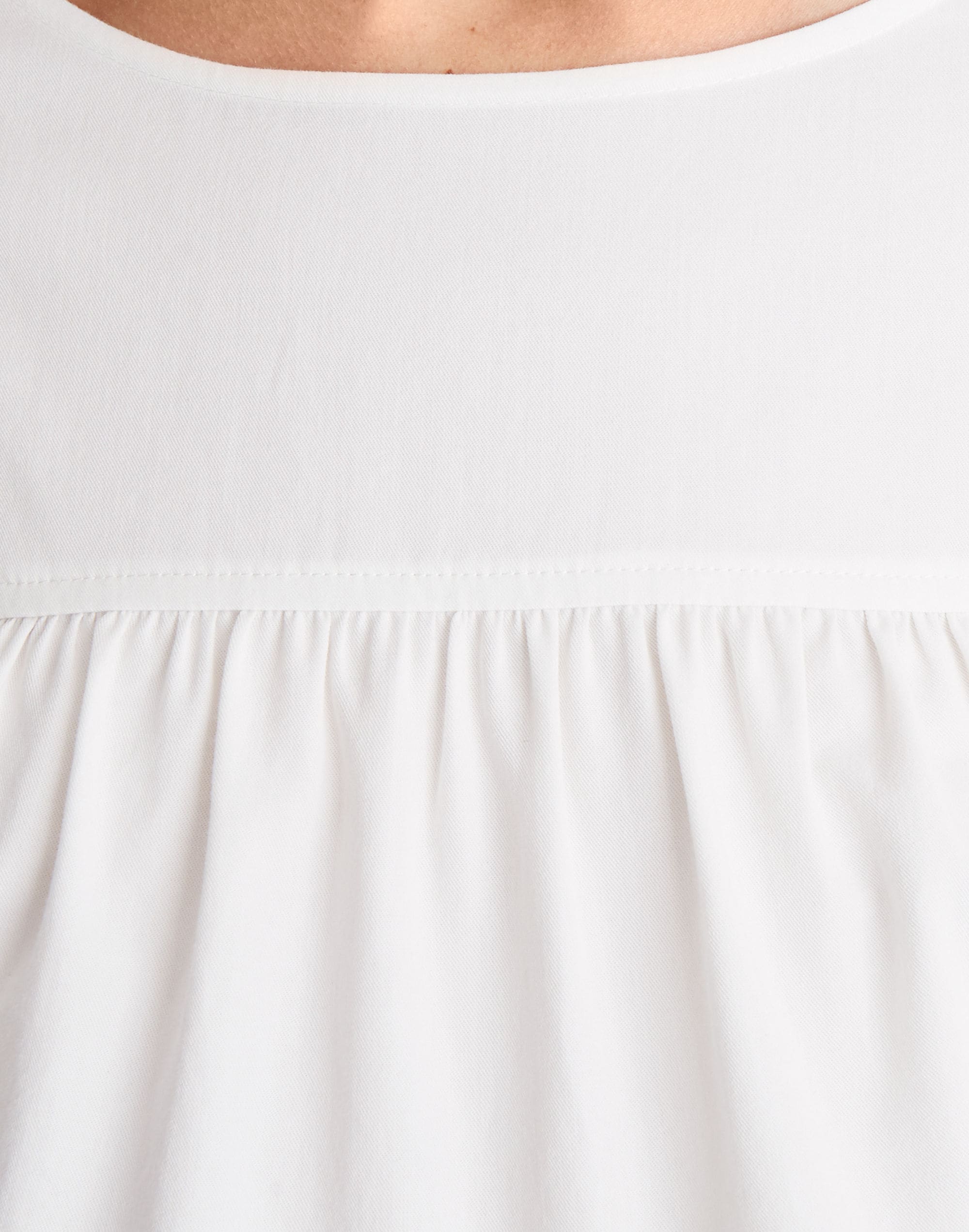 Tiered Button-Back Top in Pure White