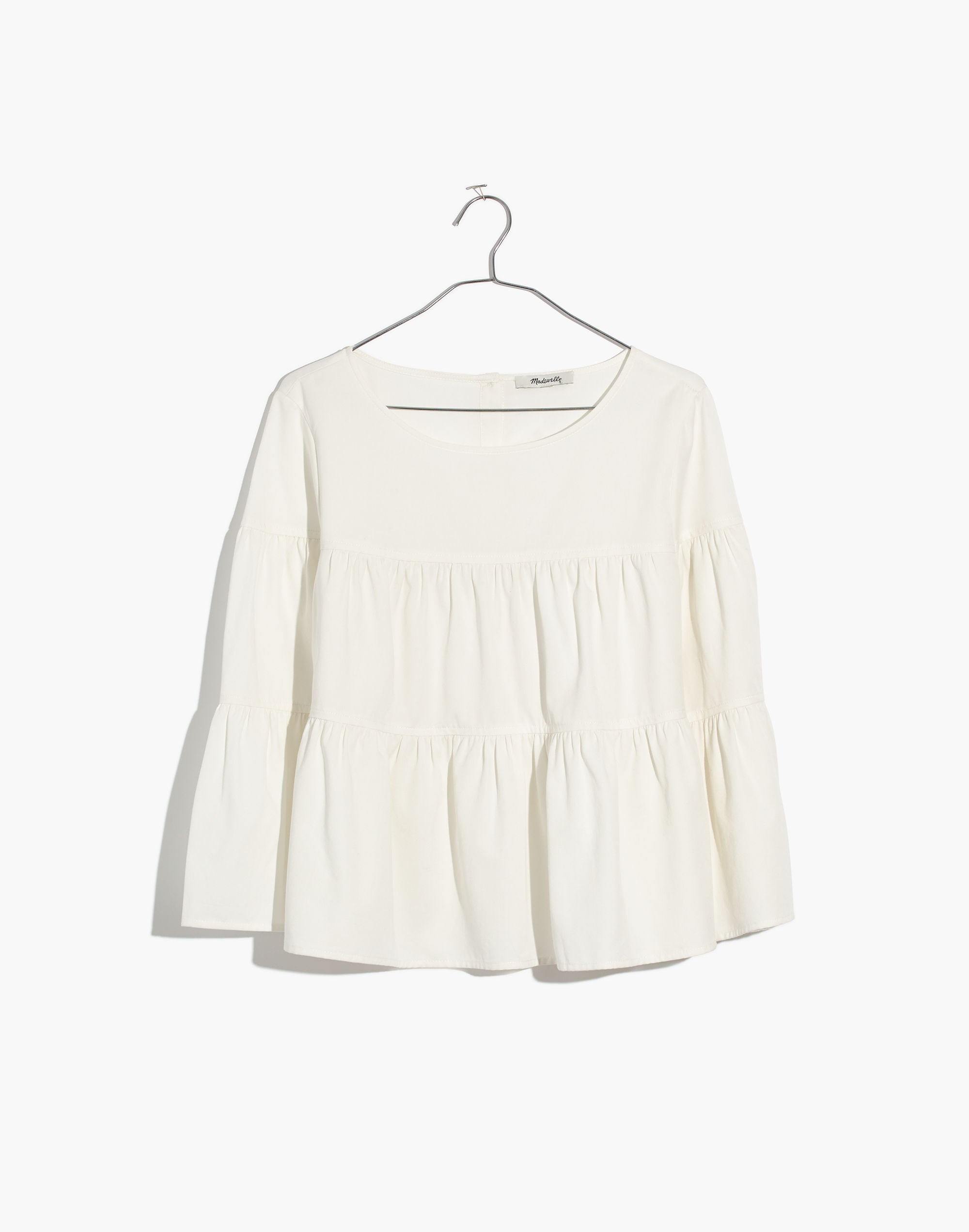 Tiered Button-Back Top in Pure White
