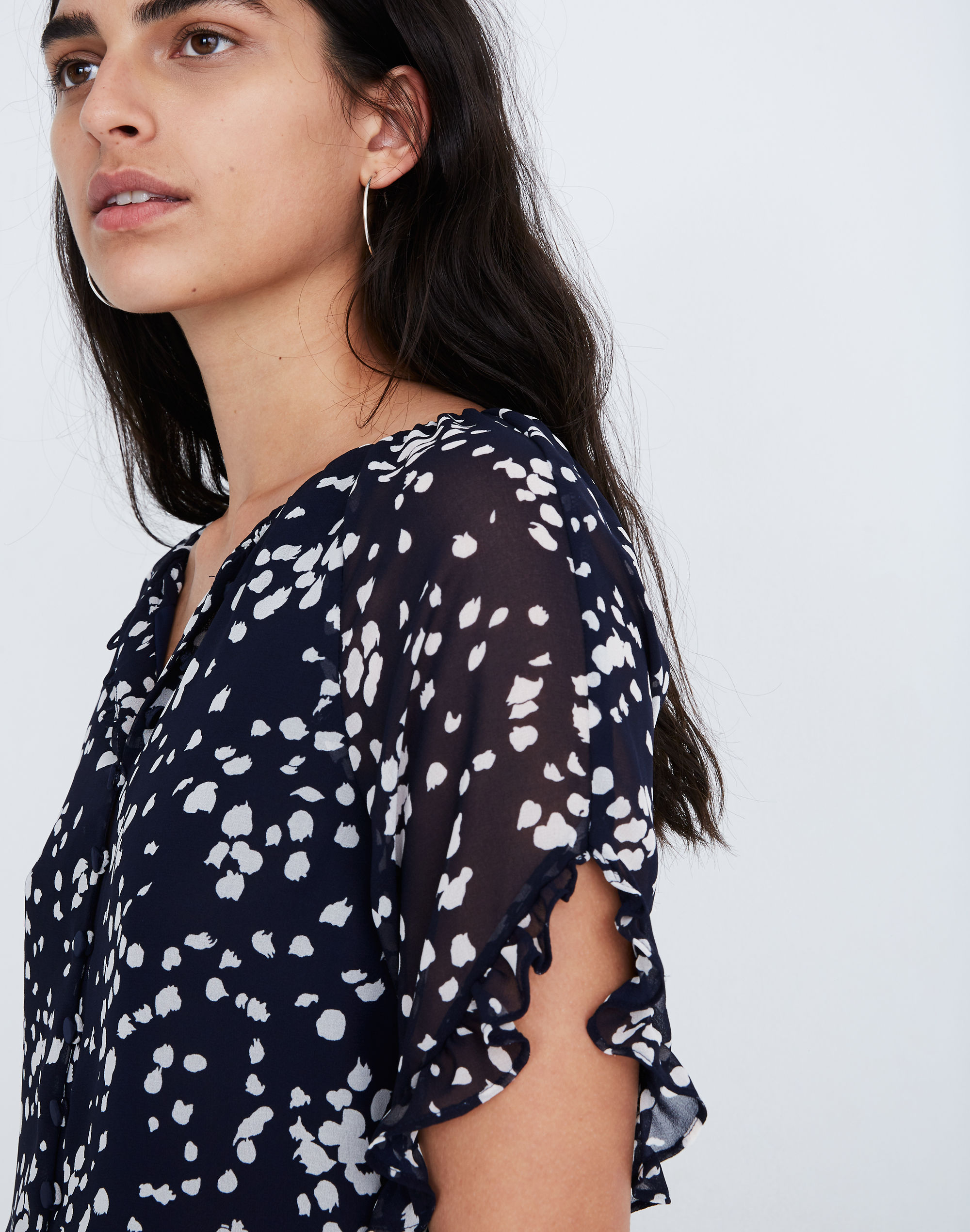 Memento Ruffle-Sleeve Top in Drifting Petals