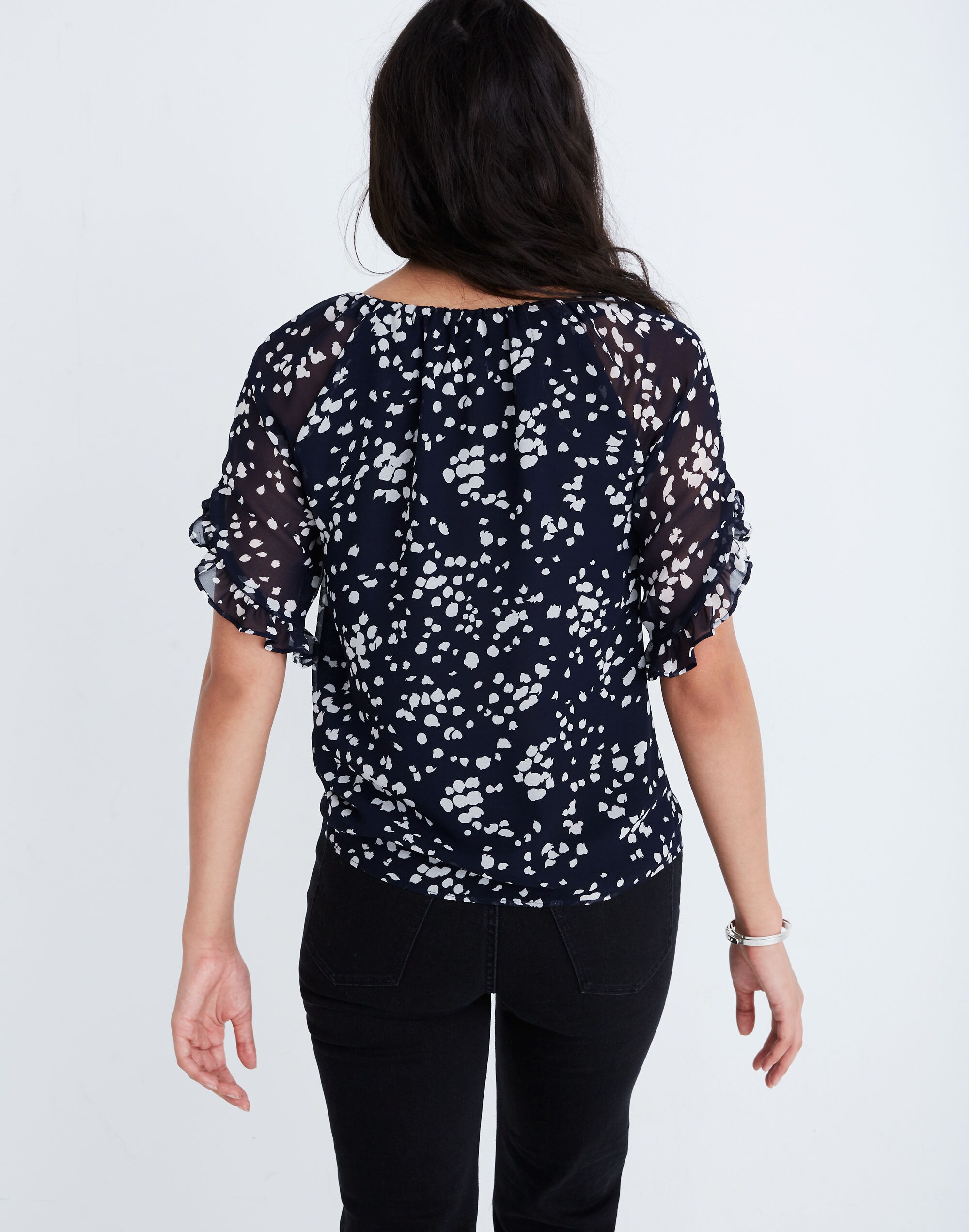 Memento Ruffle-Sleeve Top in Drifting Petals