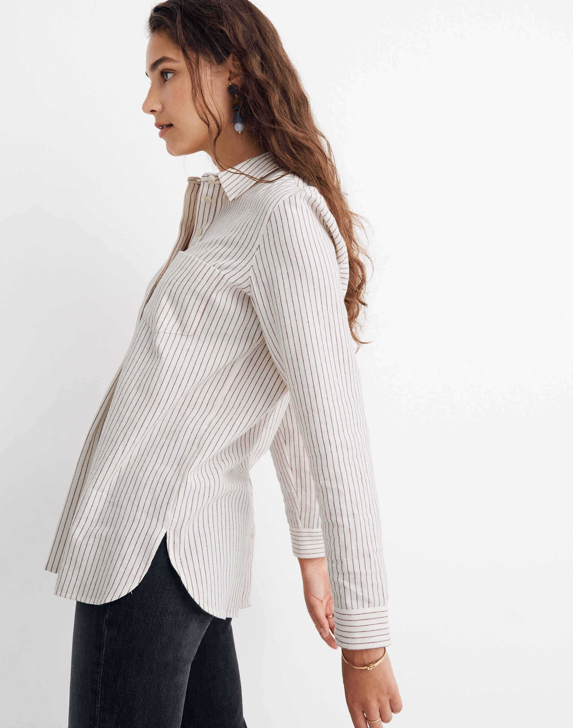 Flannel Classic Ex-Boyfriend Button-Back Shirt in Stripe