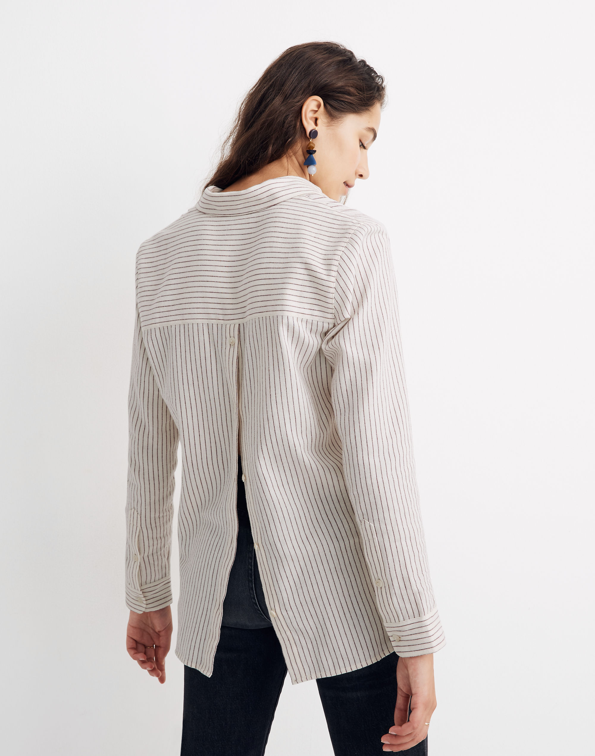 Flannel Classic Ex-Boyfriend Button-Back Shirt in Stripe