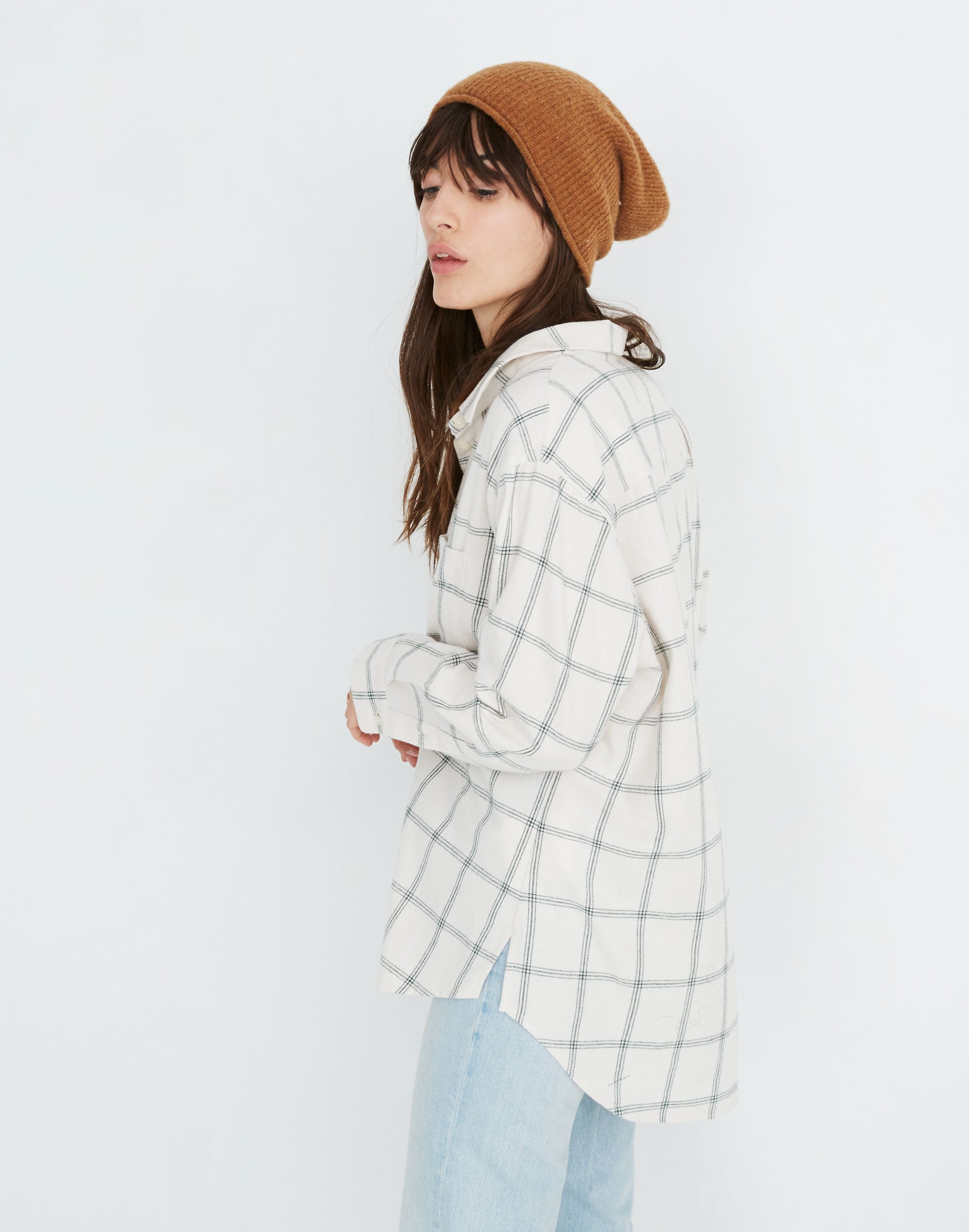 Flannel Oversized Ex-Boyfriend Shirt in Windowpane