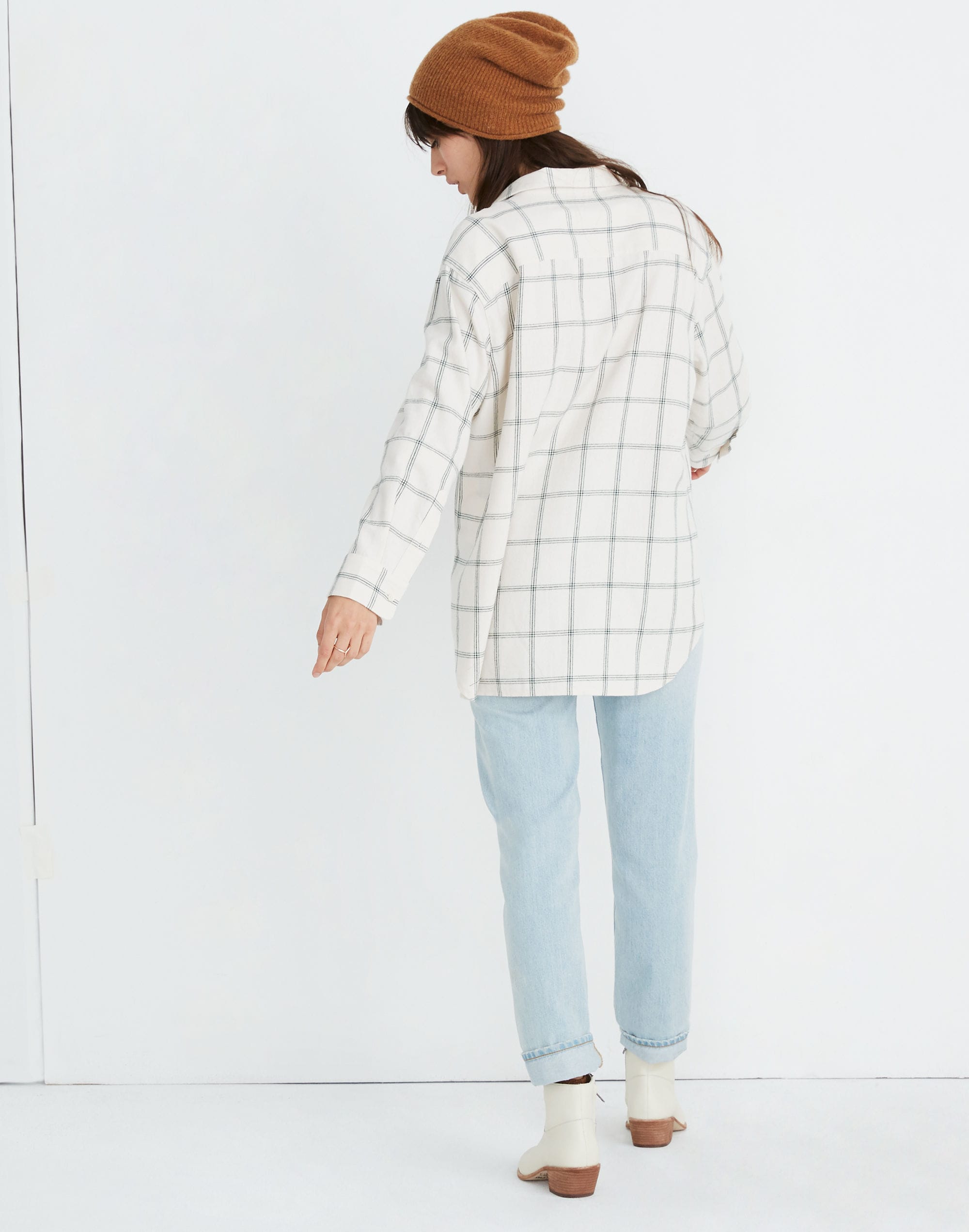 Flannel Oversized Ex-Boyfriend Shirt in Windowpane