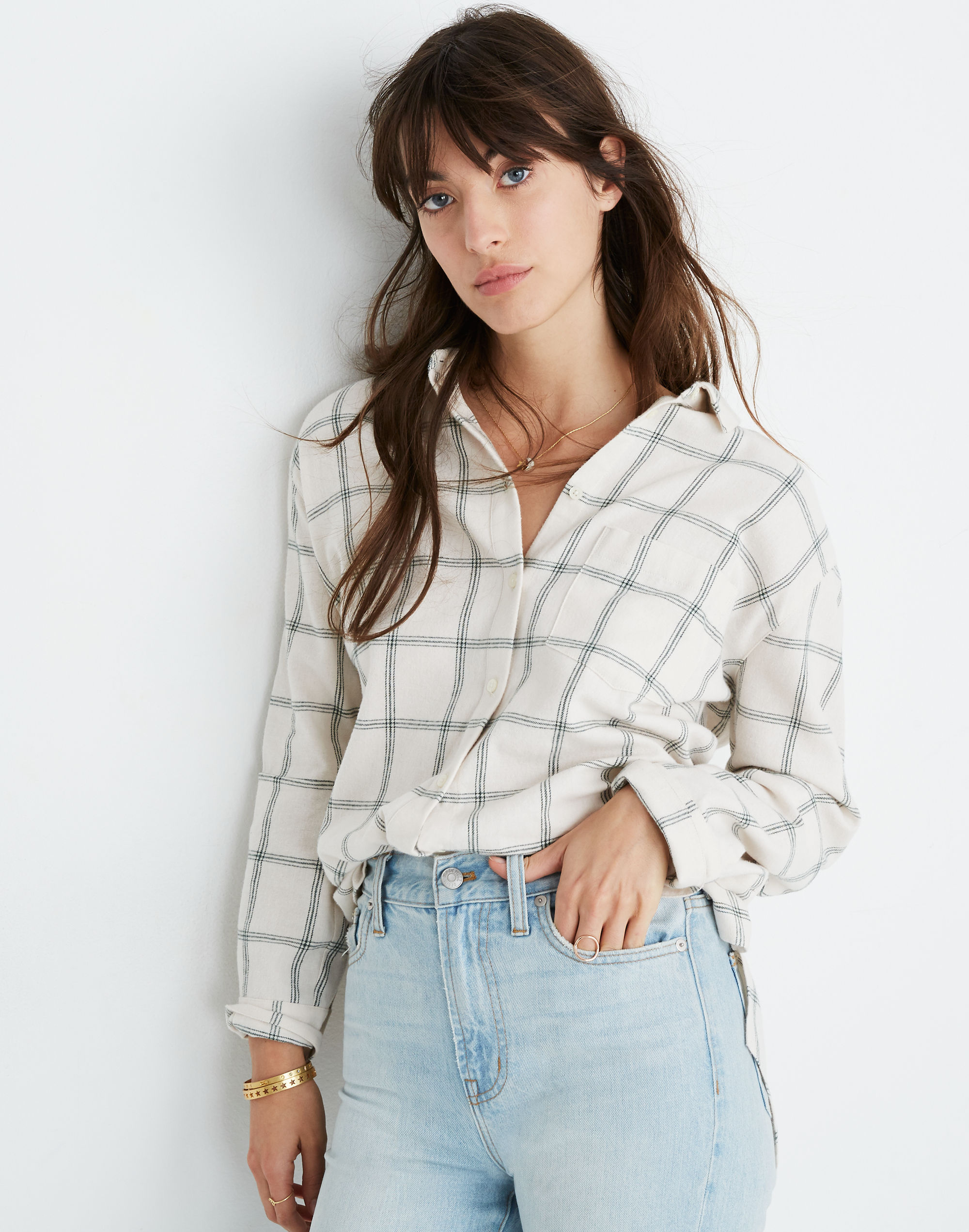 Flannel Oversized Ex-Boyfriend Shirt in Windowpane