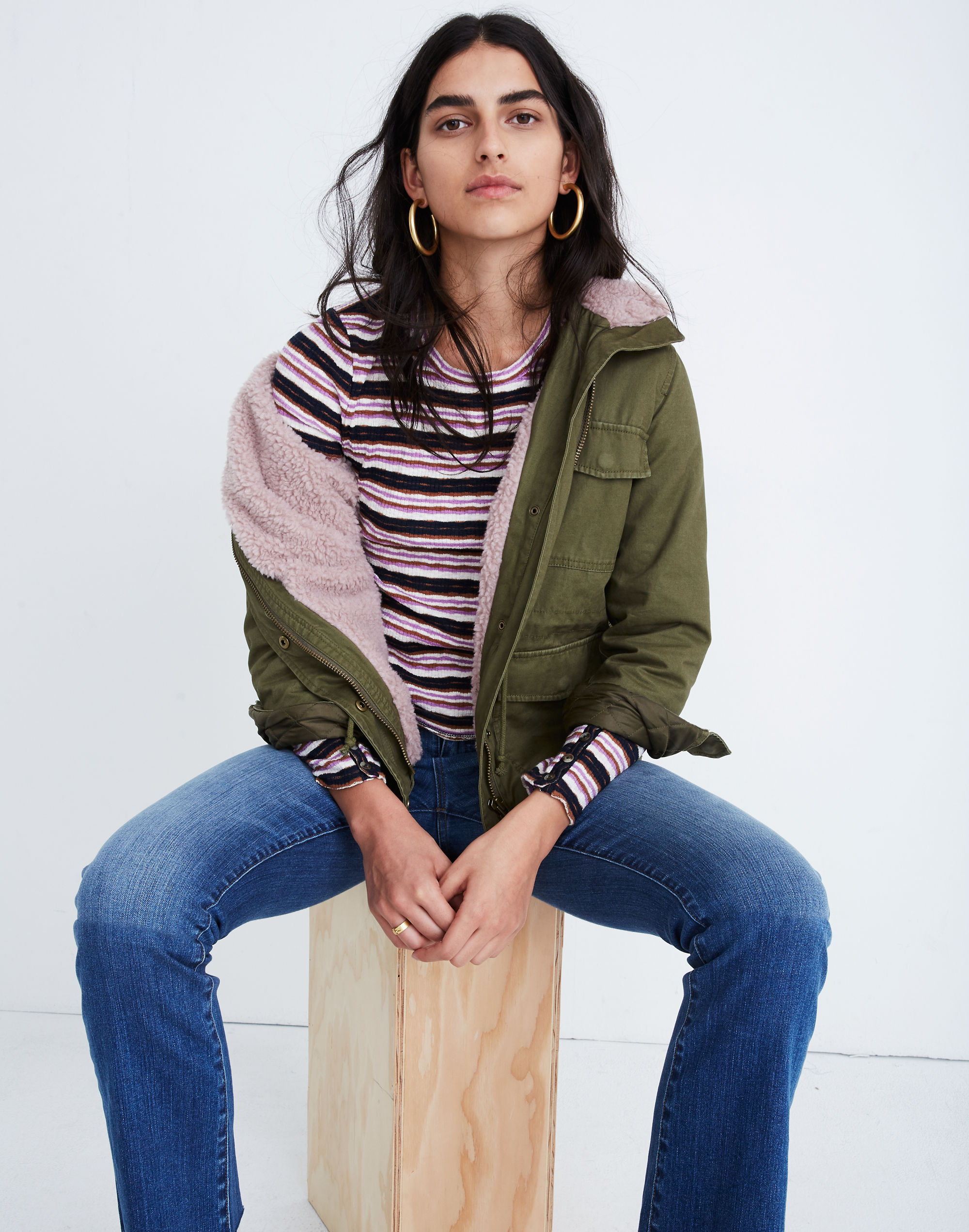 sherpa-trimmed surplus jacket