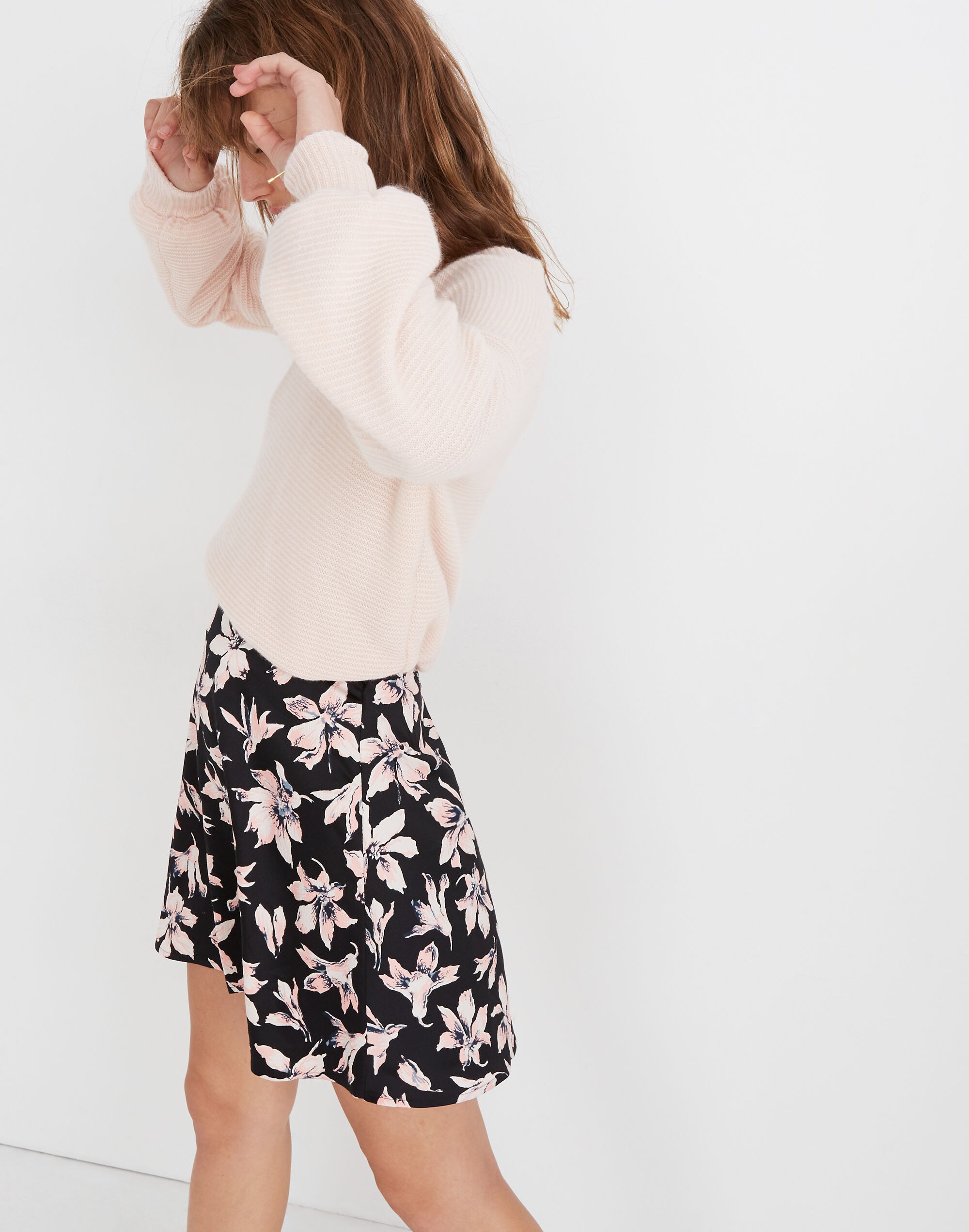 satin circle mini skirt in winter orchid