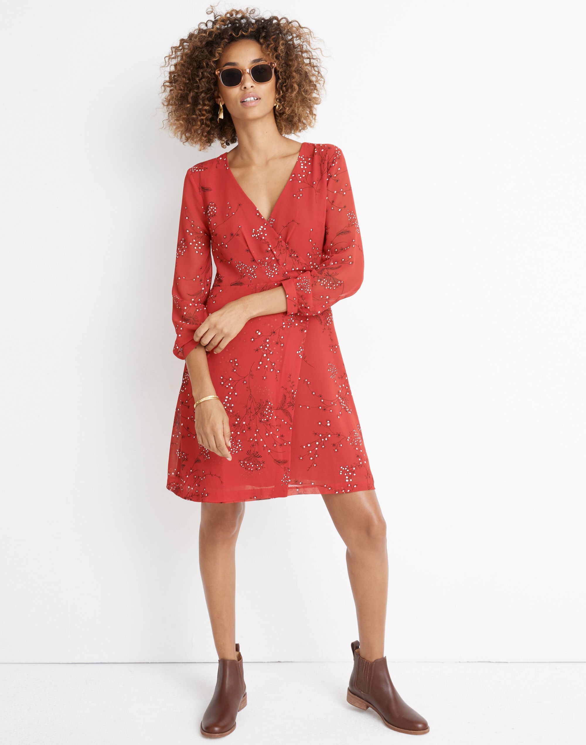 Hazelwood Wrap-Front Mini Dress in Windswept Floral