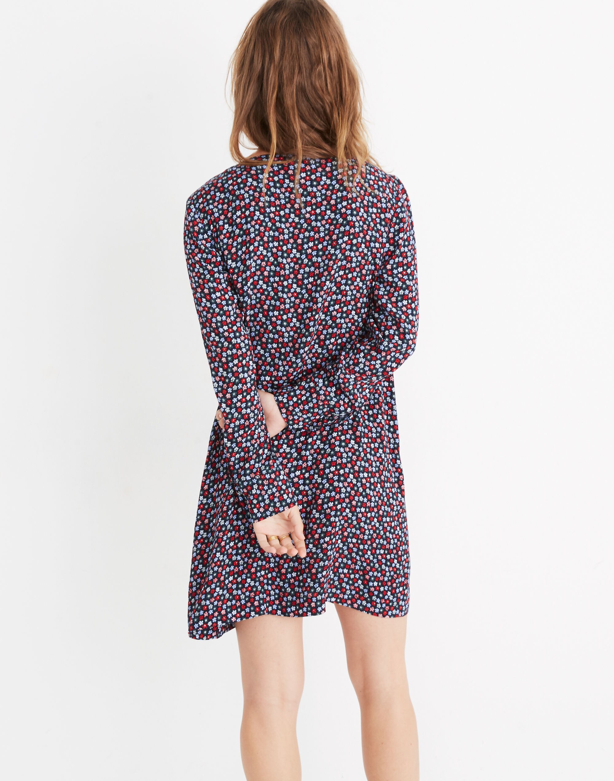 Button-Front Mini Dress in Petite Blooms