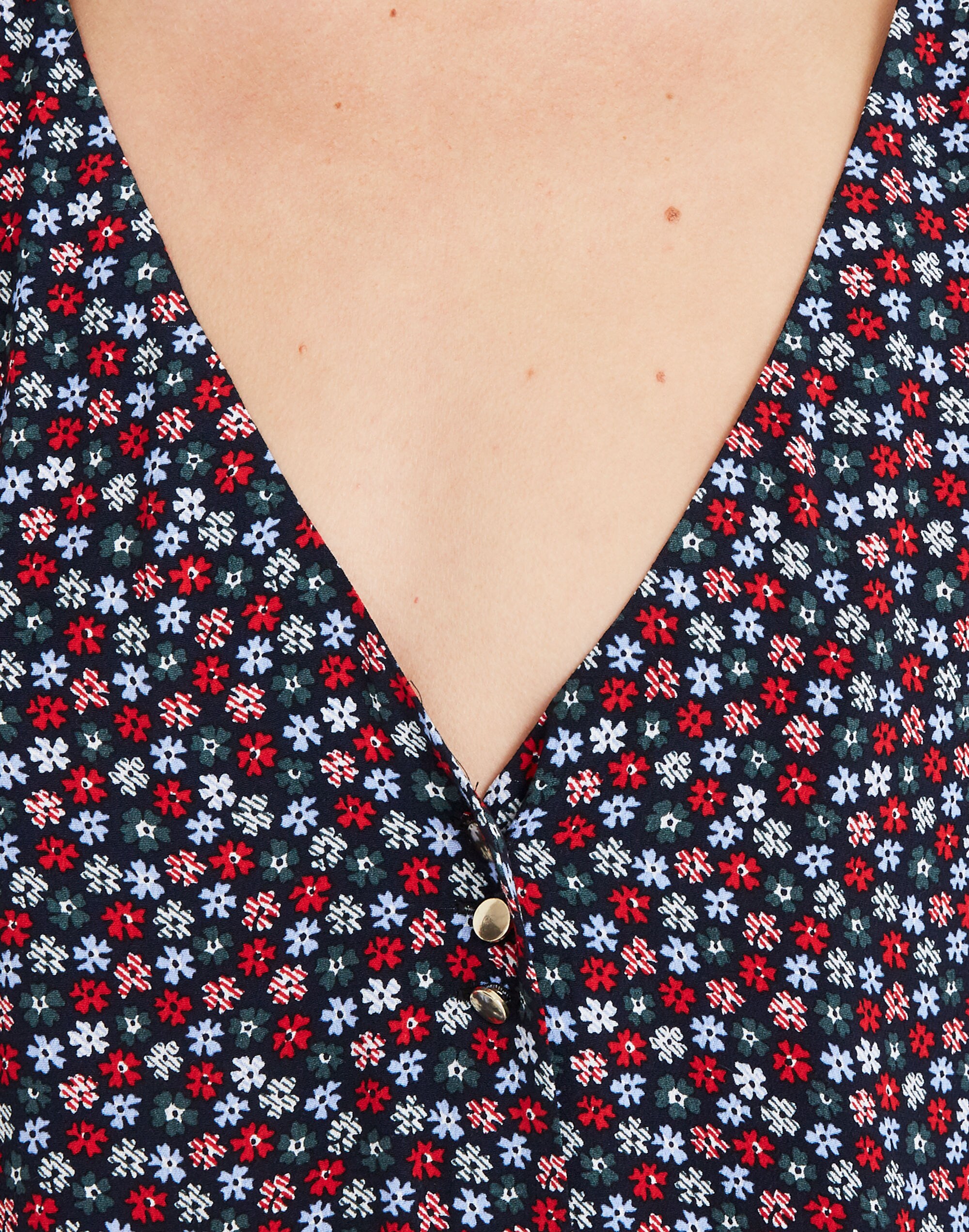 Button-Front Mini Dress in Petite Blooms