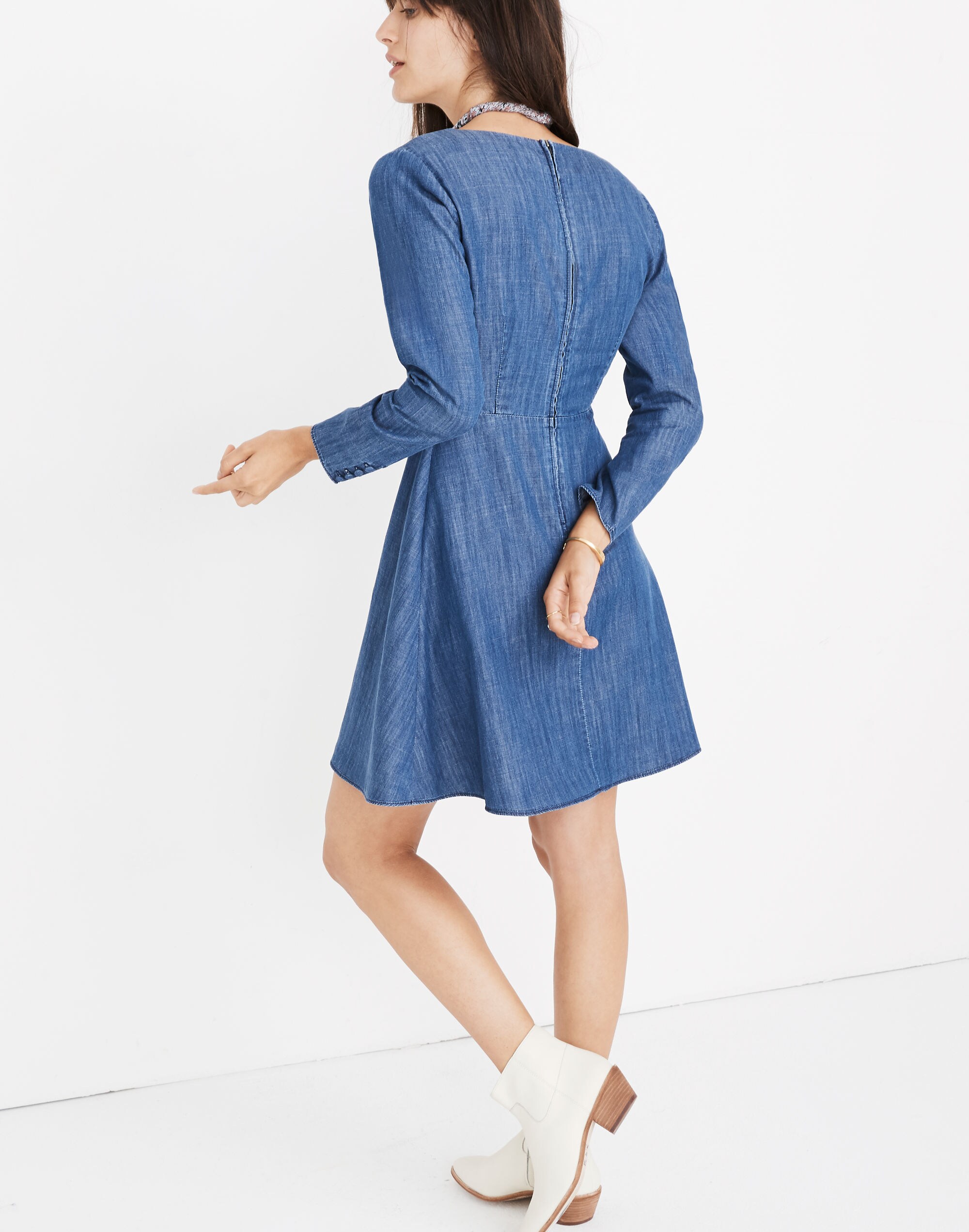 Denim Lilyblossom Button-Front Dress