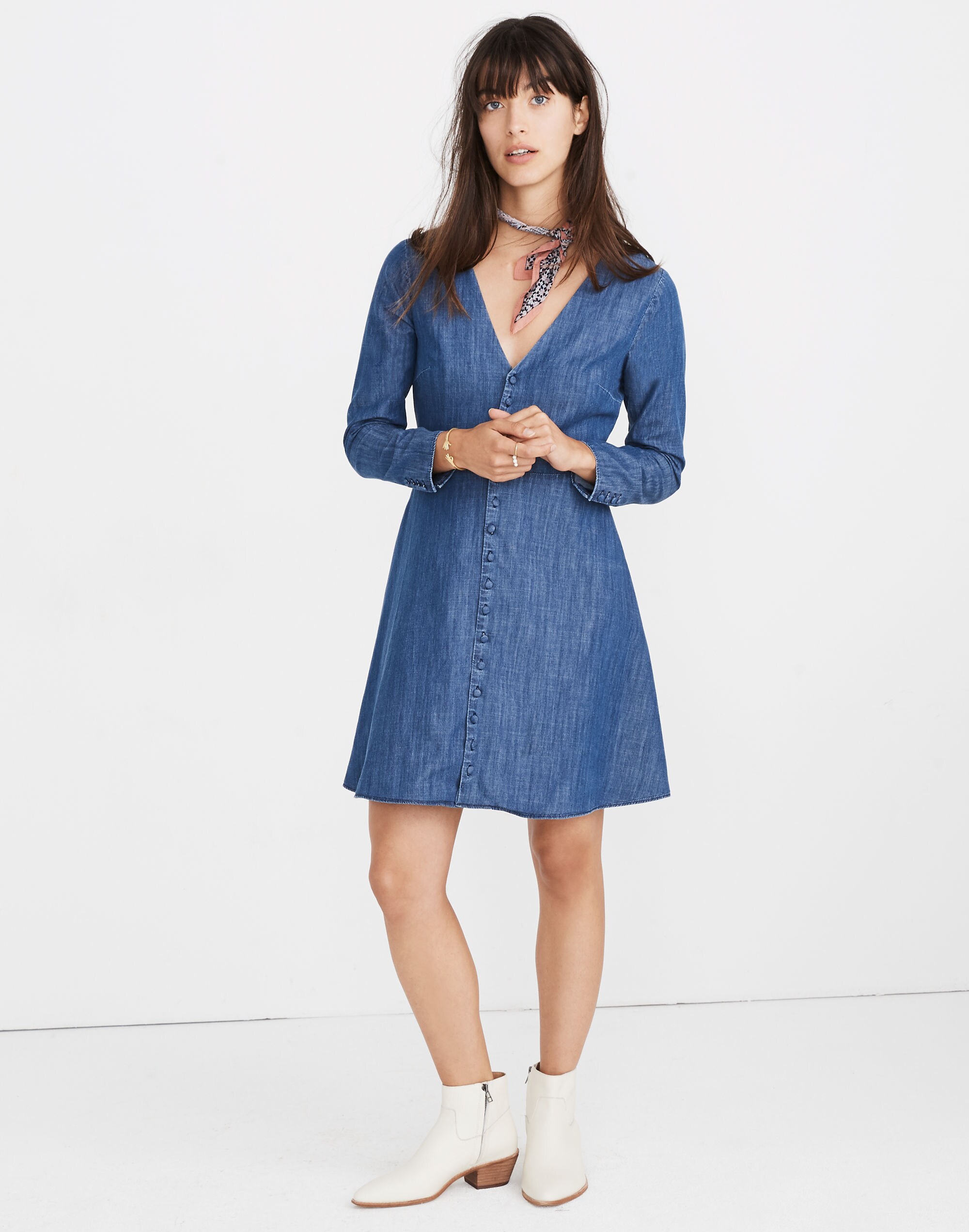 Denim Lilyblossom Button-Front Dress