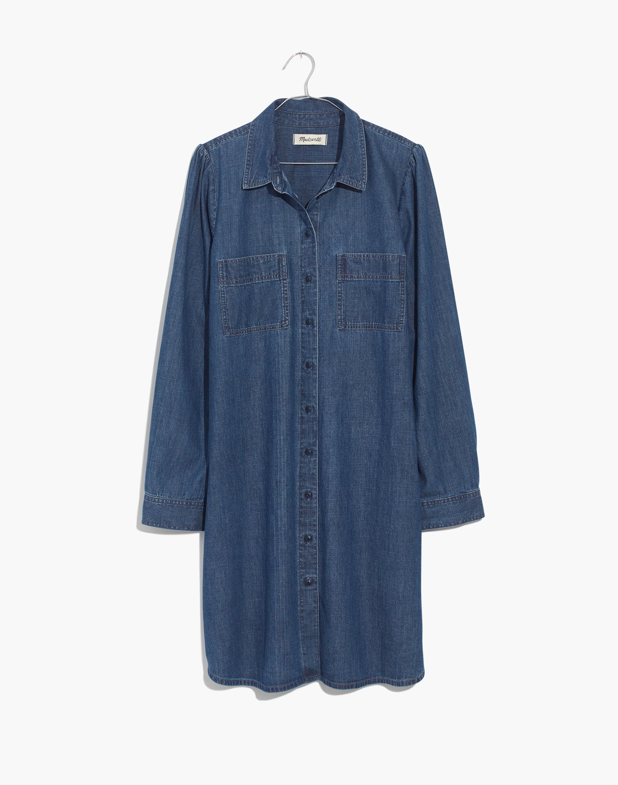 Denim Puff-Sleeve Shirtdress in Harris Wash
