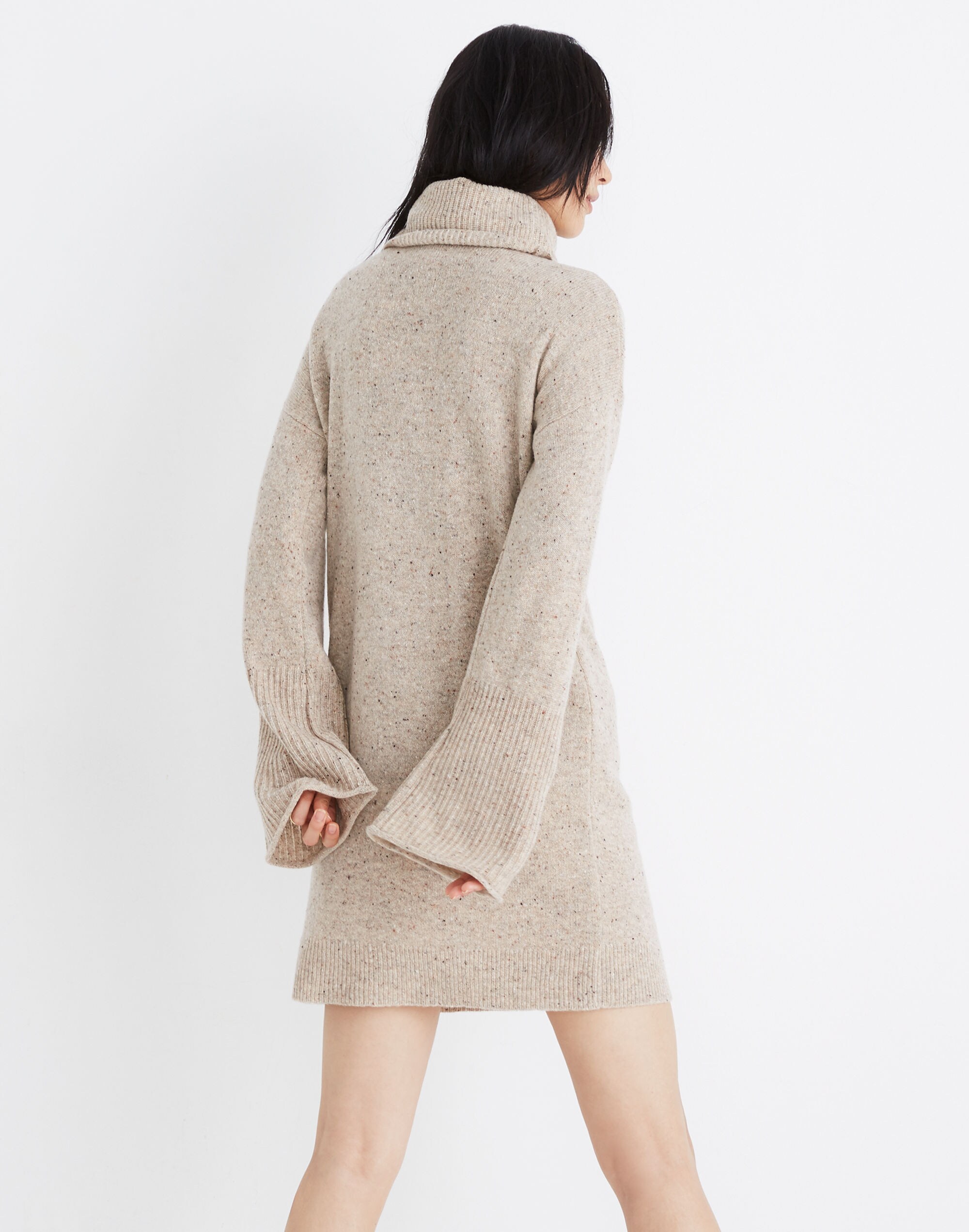 Bell-Sleeve Turtleneck Sweater-Dress