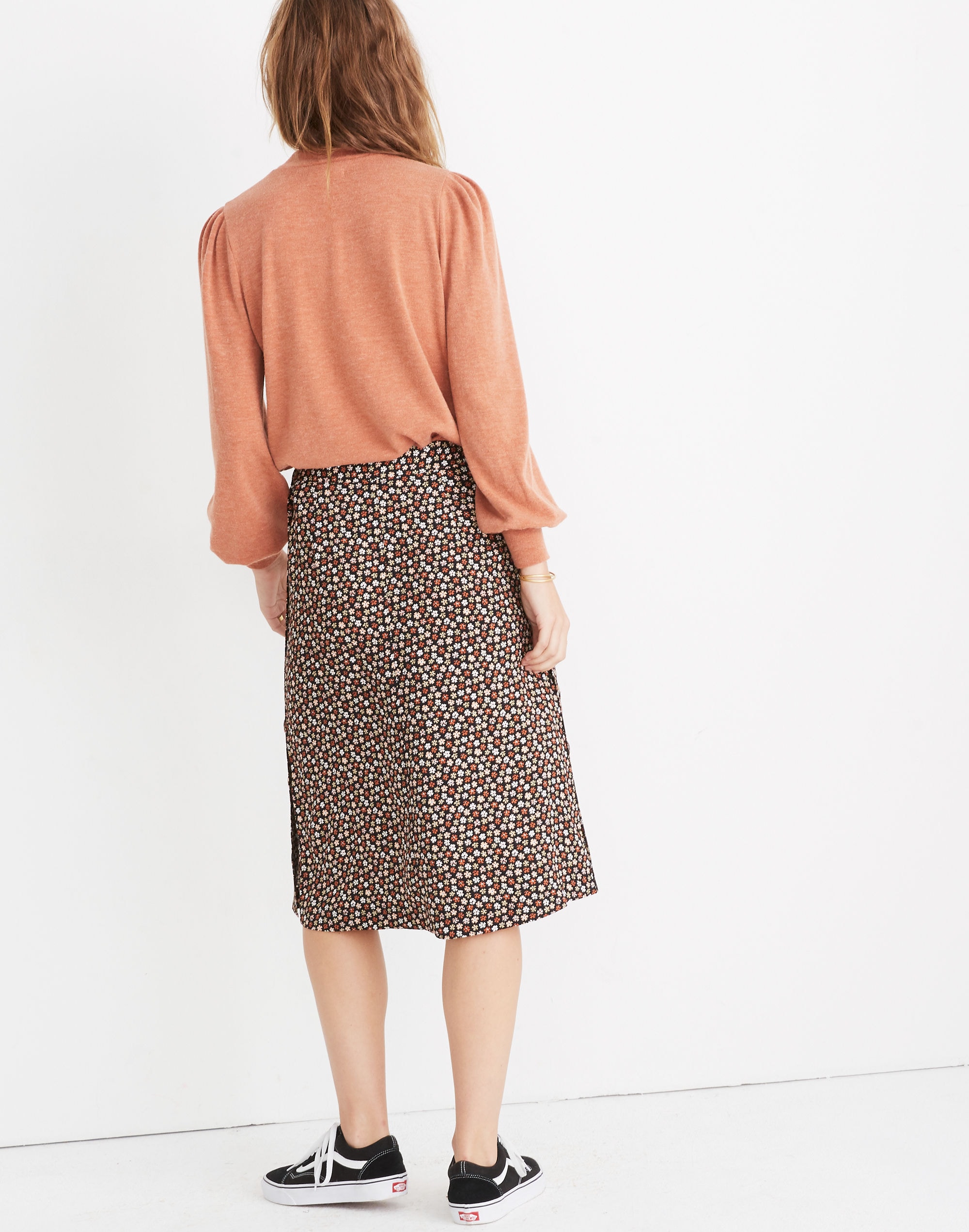 Side-Button Skirt in Petite Blooms