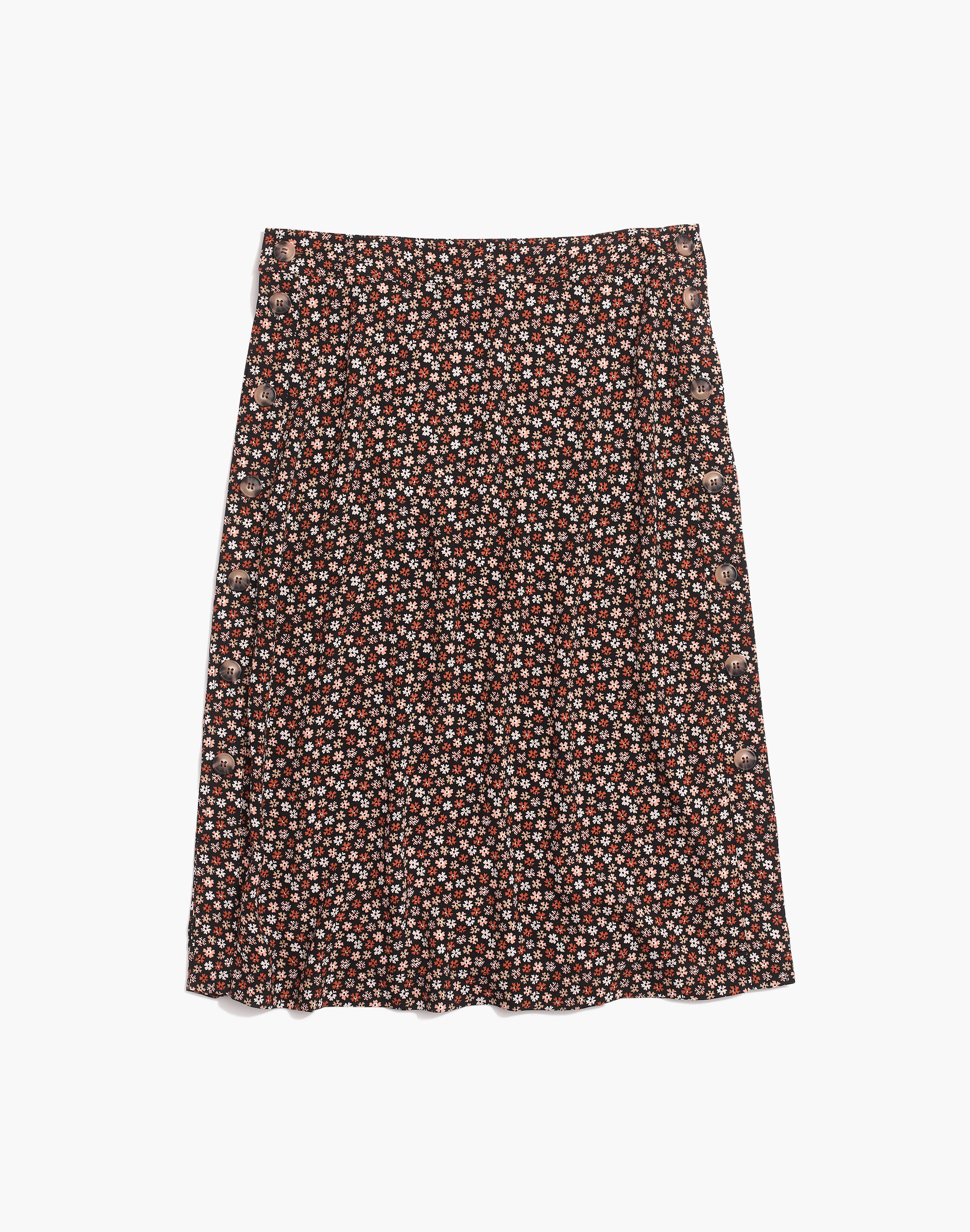 Side-Button Skirt in Petite Blooms