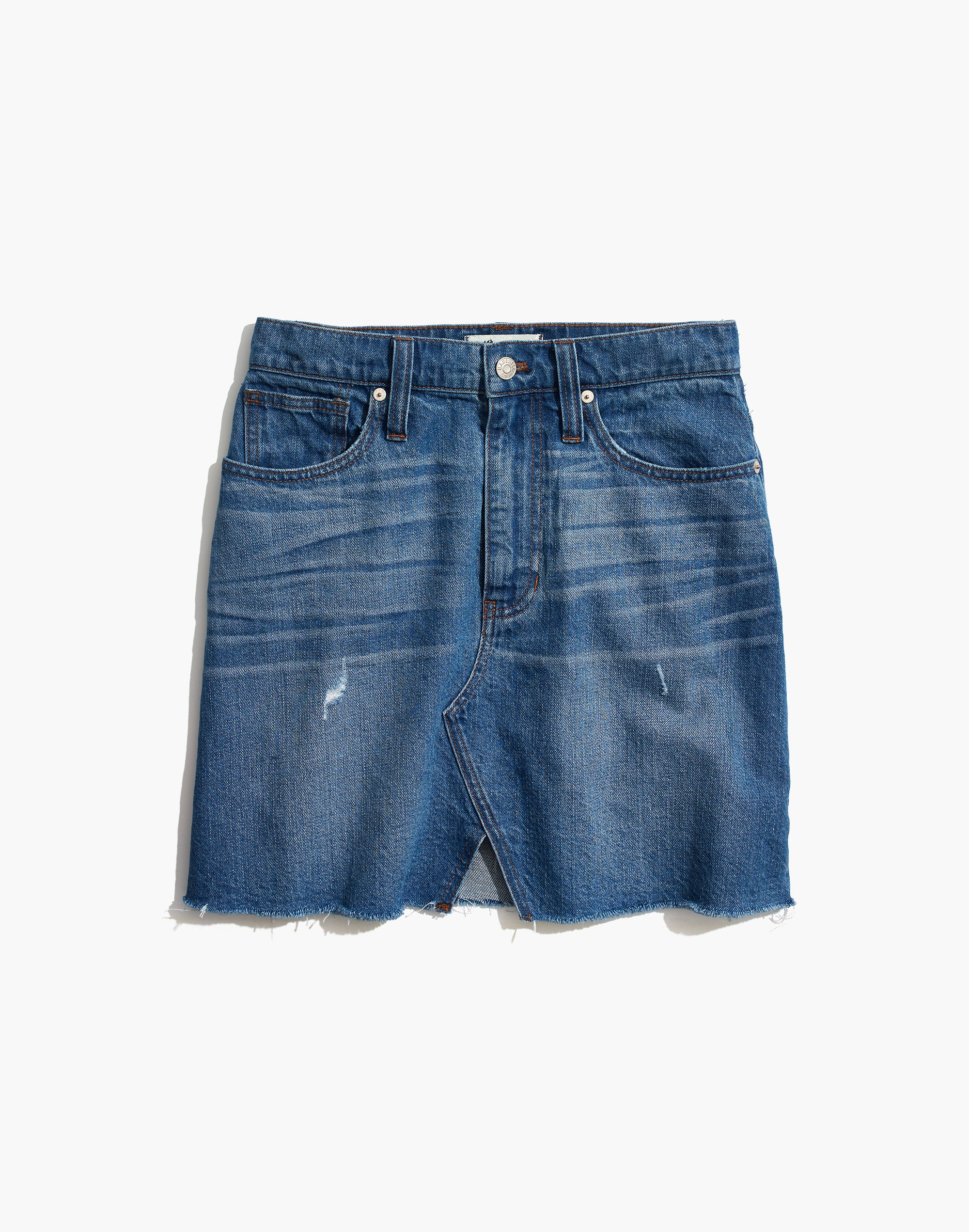 Rigid Denim A-Line Mini Skirt in Keene Wash: Cutout Edition
