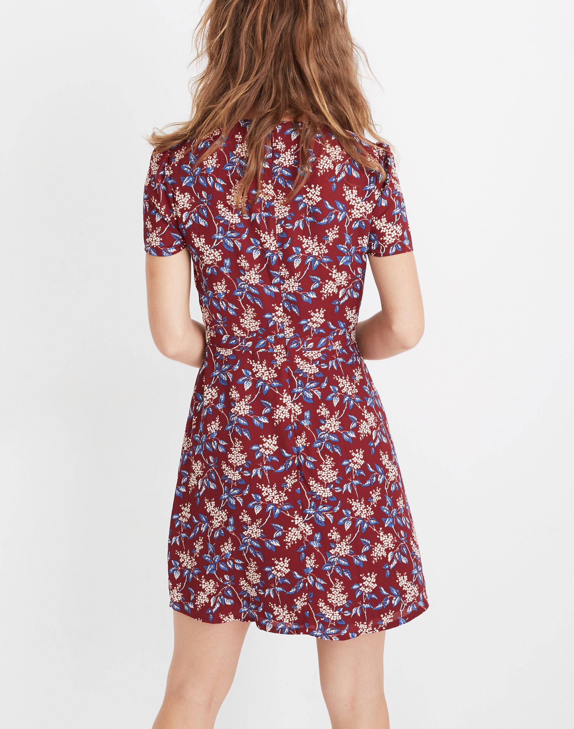 Wrap-Front Mini Dress in Antique Flora