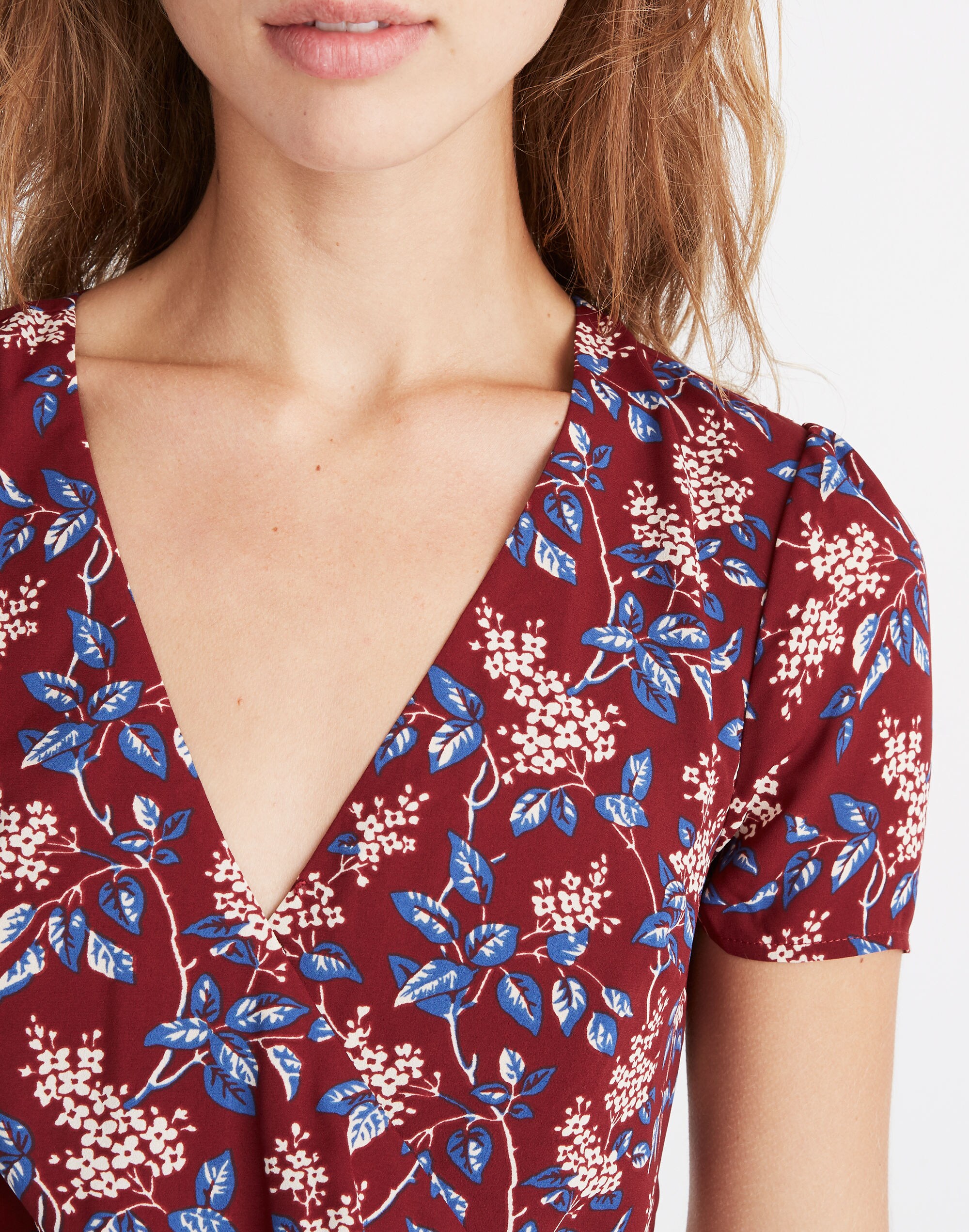 Wrap-Front Mini Dress in Antique Flora