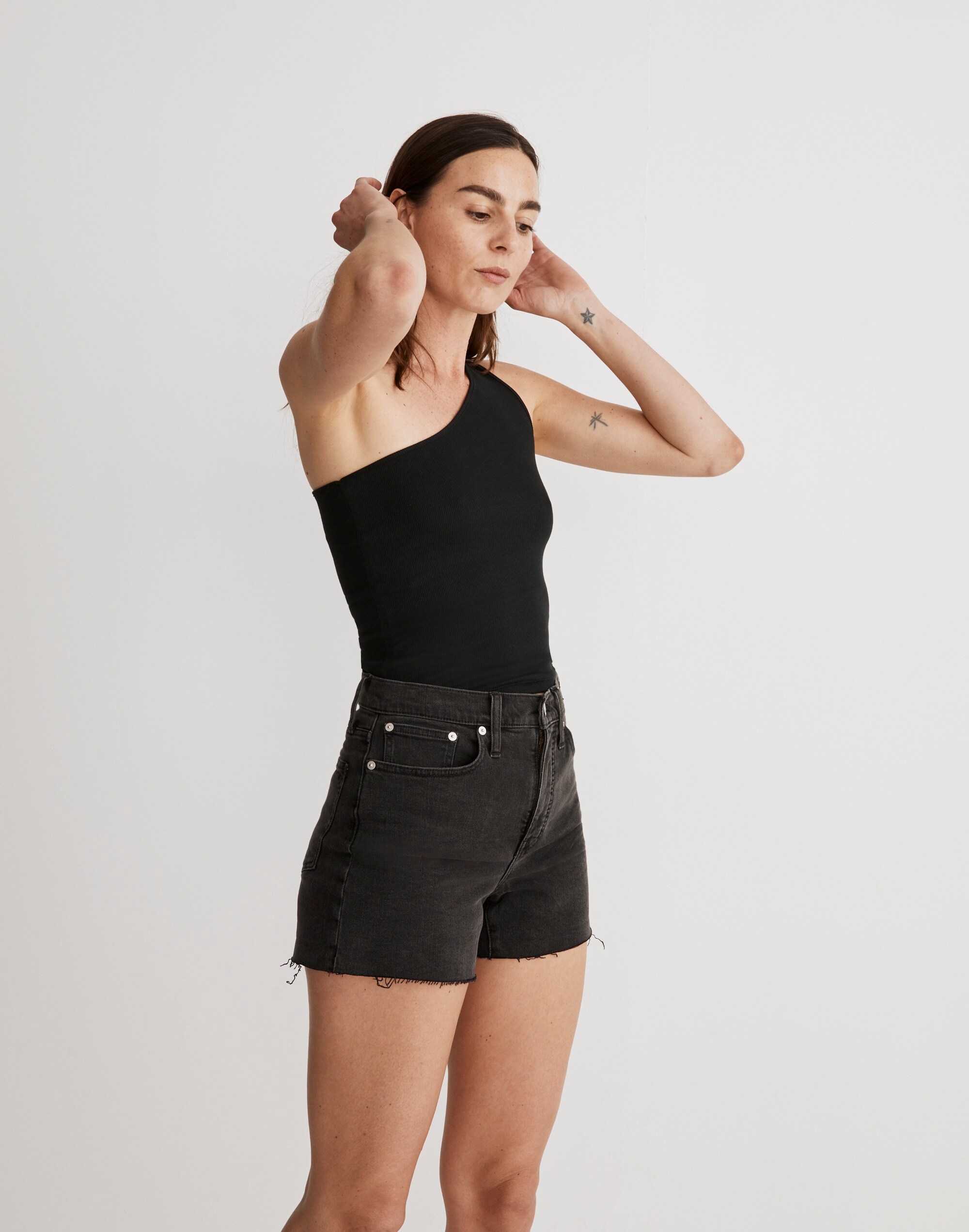 High-Rise Denim Shorts