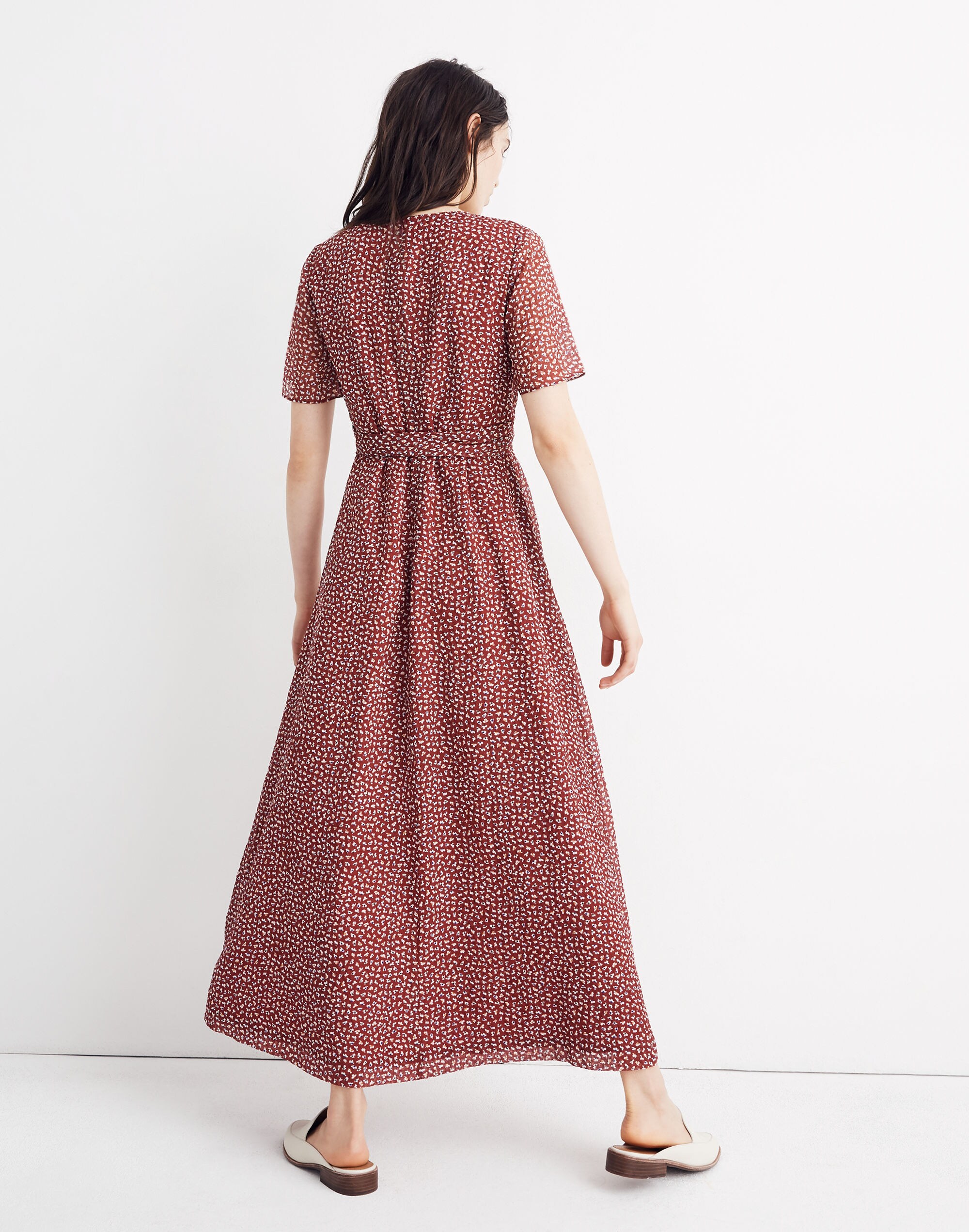 Wrap-Around Maxi Dress in Ditsy Flowers