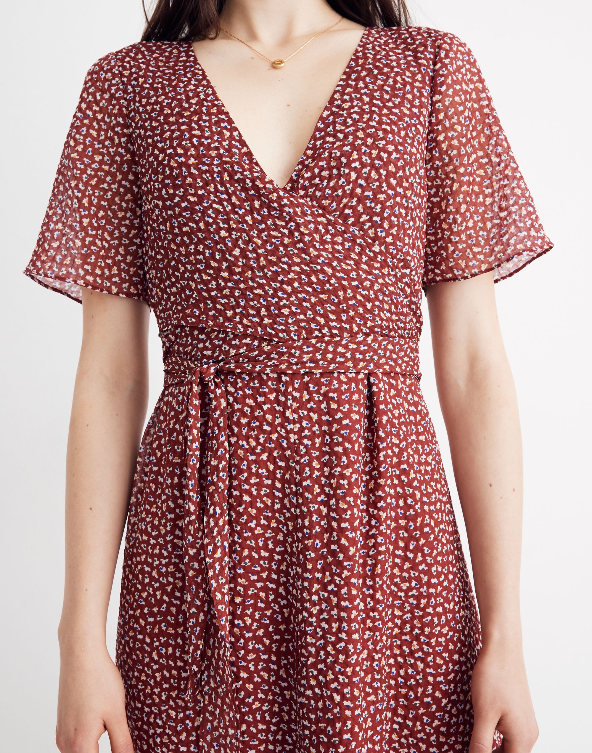 Wrap-Around Maxi Dress in Ditsy Flowers