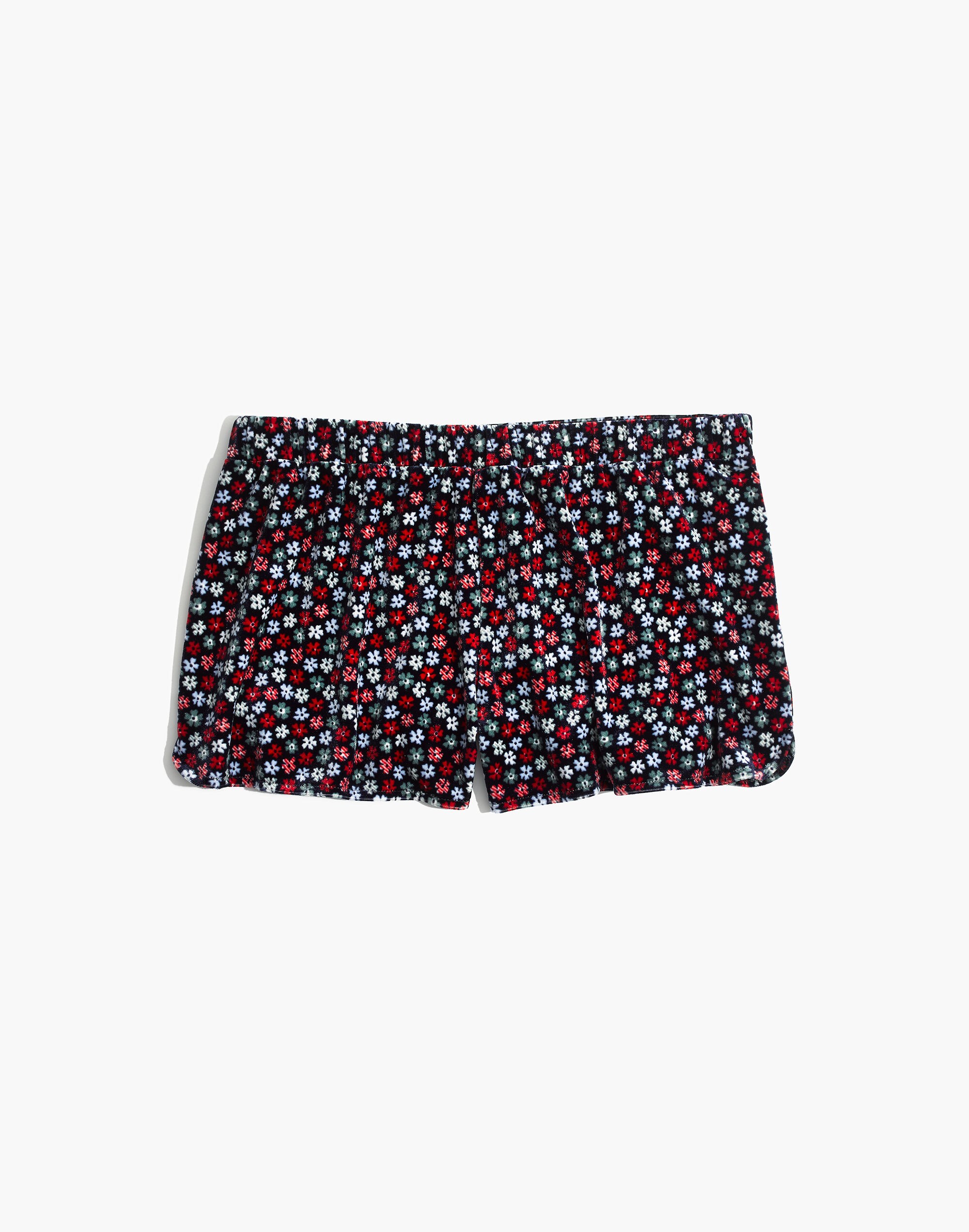 Velvet Pajama Shorts in Petite Blooms
