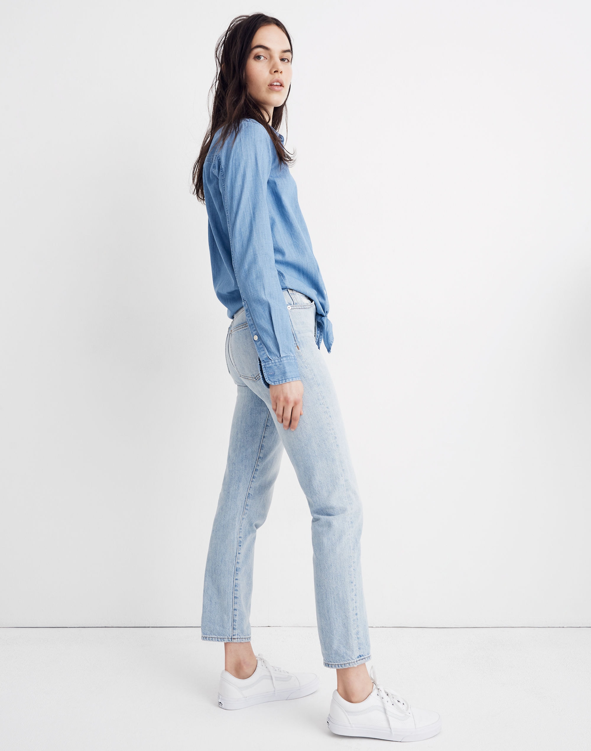 Denim Tie-Front Shirt in Hillford Wash
