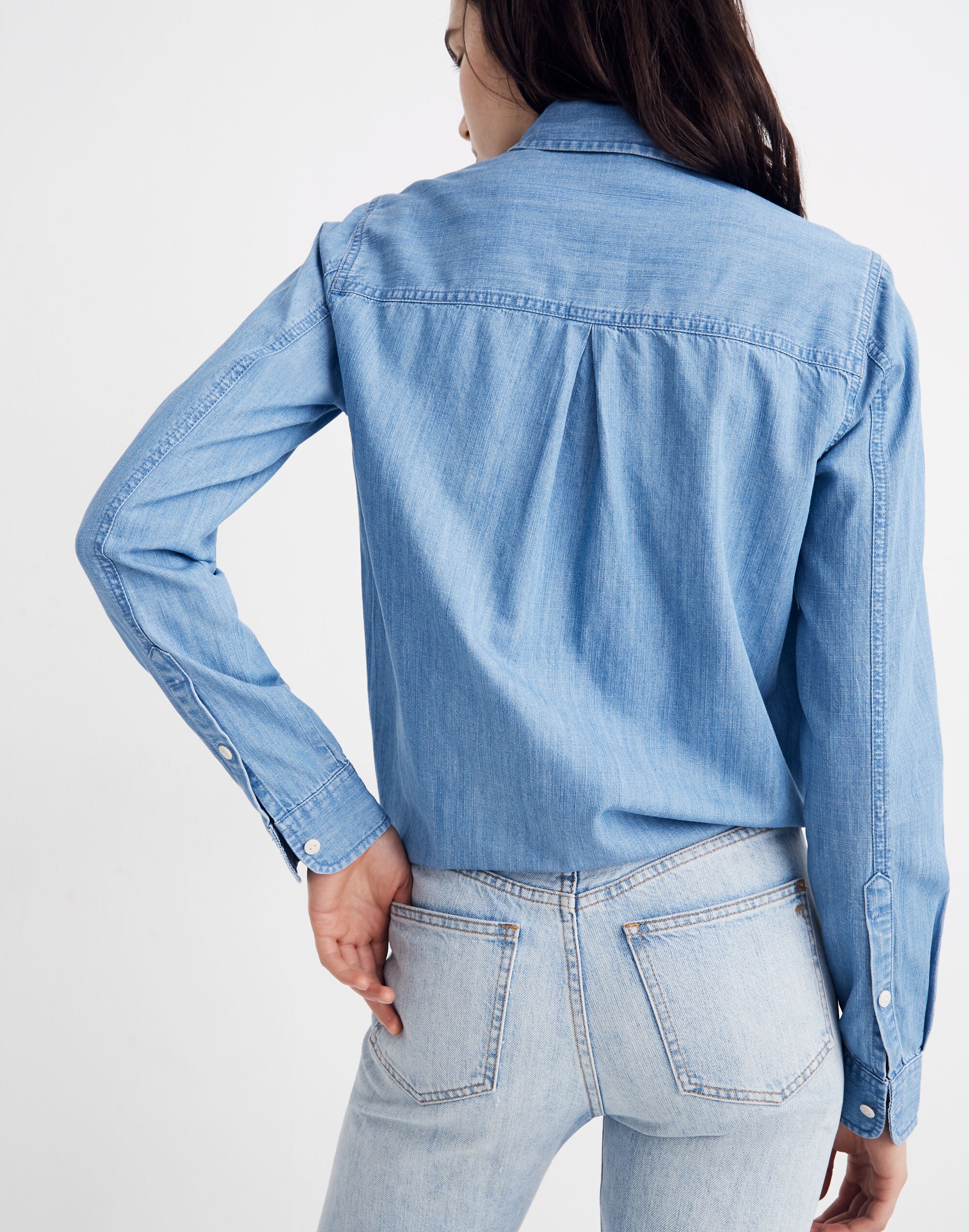 Denim Tie-Front Shirt in Hillford Wash