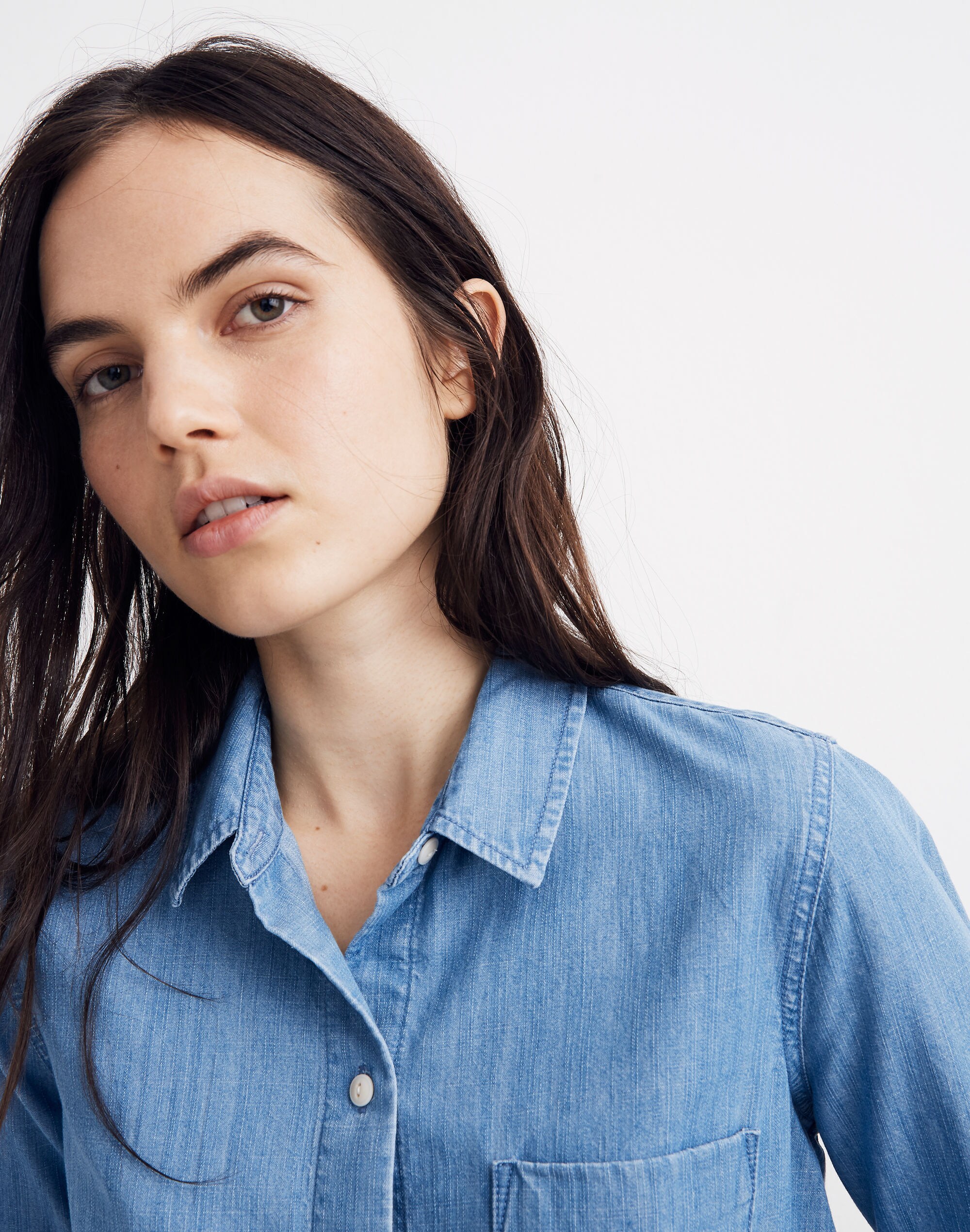 Denim Tie-Front Shirt in Hillford Wash