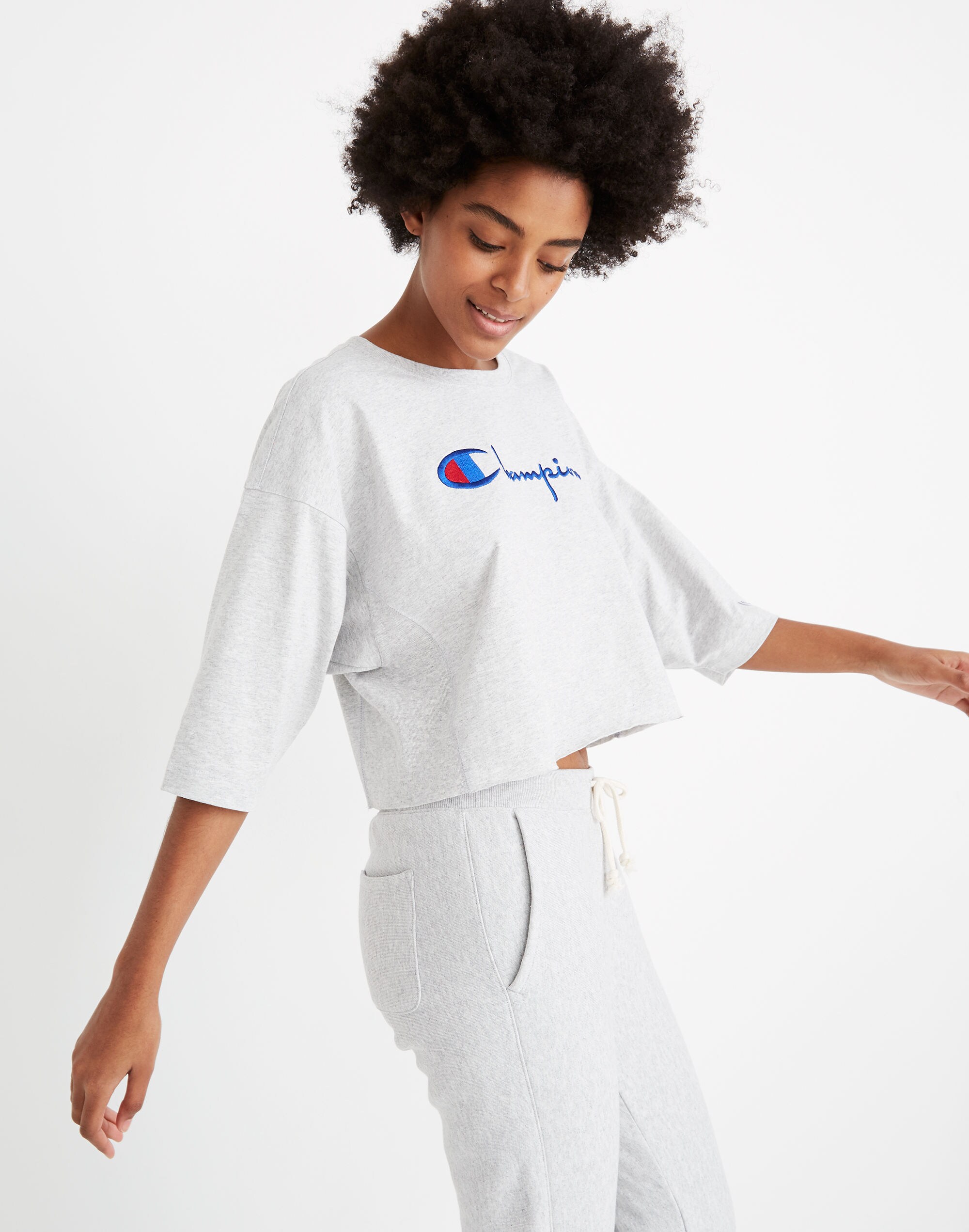 Champion&reg; Three-Quarter Sleeve Cropped Tee