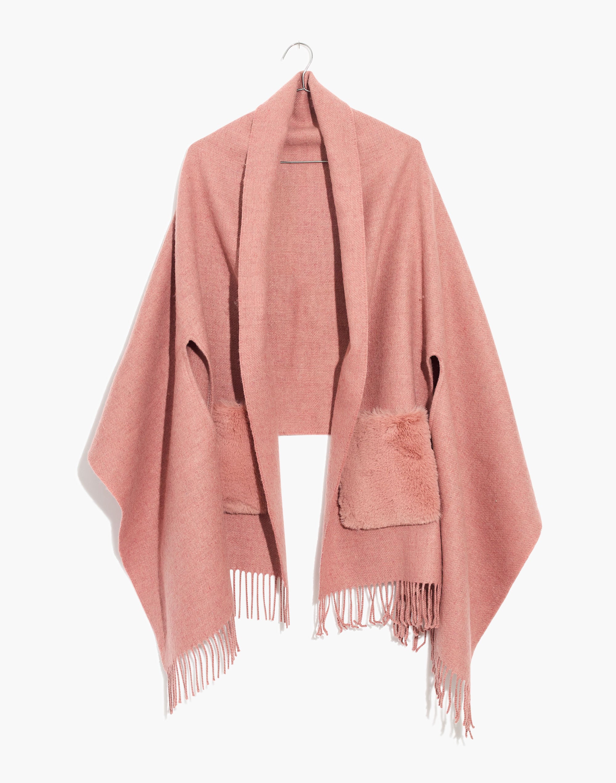 faux-fur pocket cape scarf